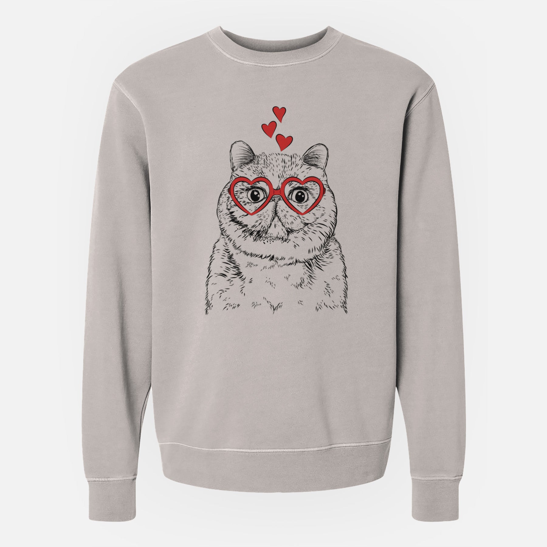 Valentine Squish the Exotic Shorthair Cat - Unisex Pigment Dyed Crew Sweatshirt