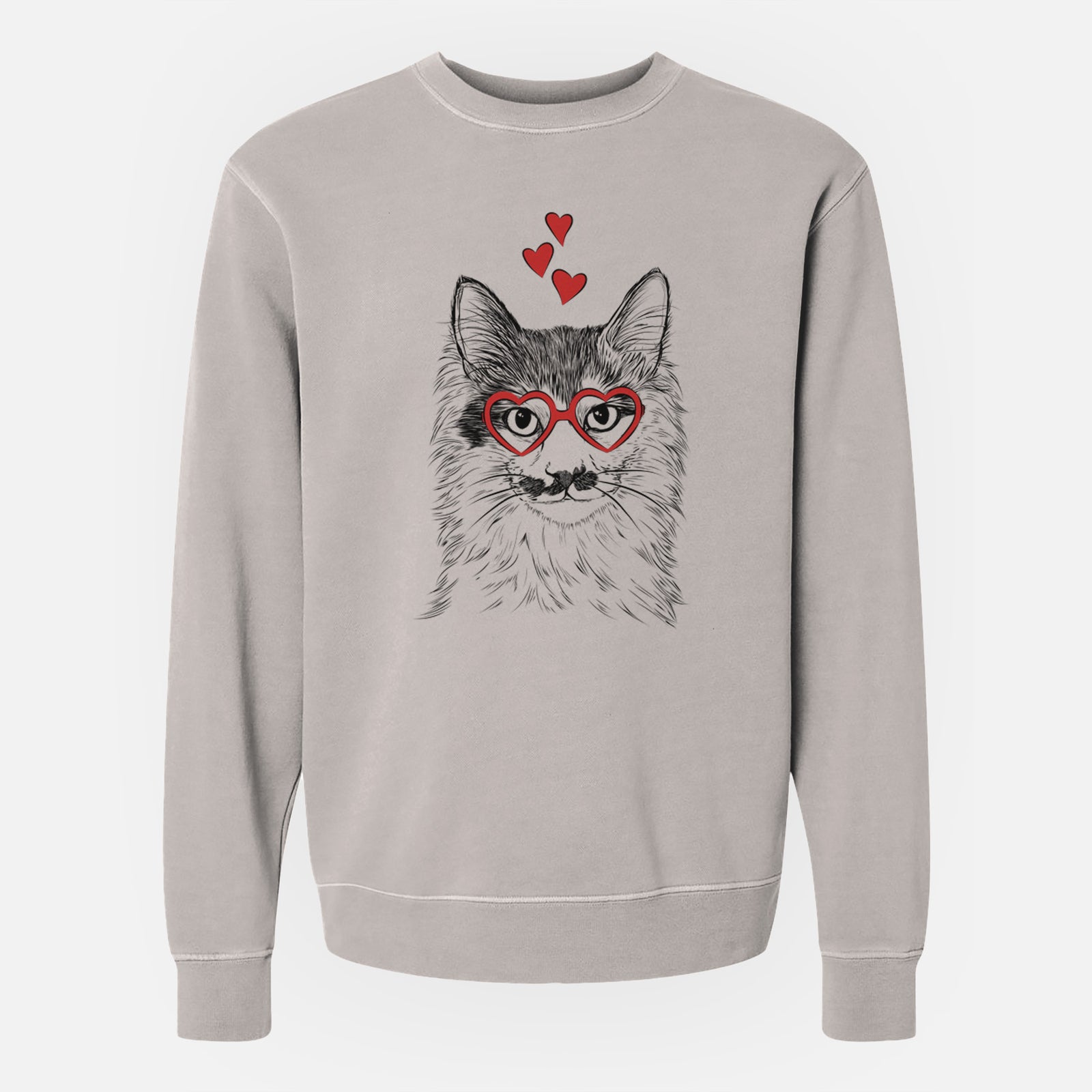 Valentine Stache the Longhaired Mustard Cat - Unisex Pigment Dyed Crew Sweatshirt