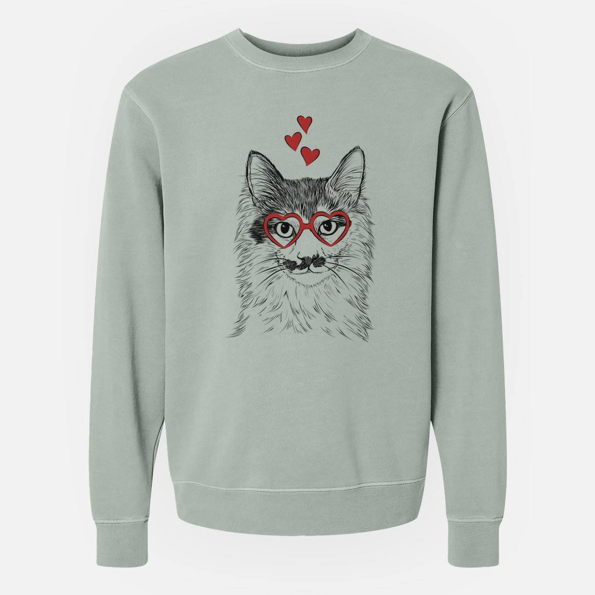 Valentine Stache the Longhaired Mustard Cat - Unisex Pigment Dyed Crew Sweatshirt