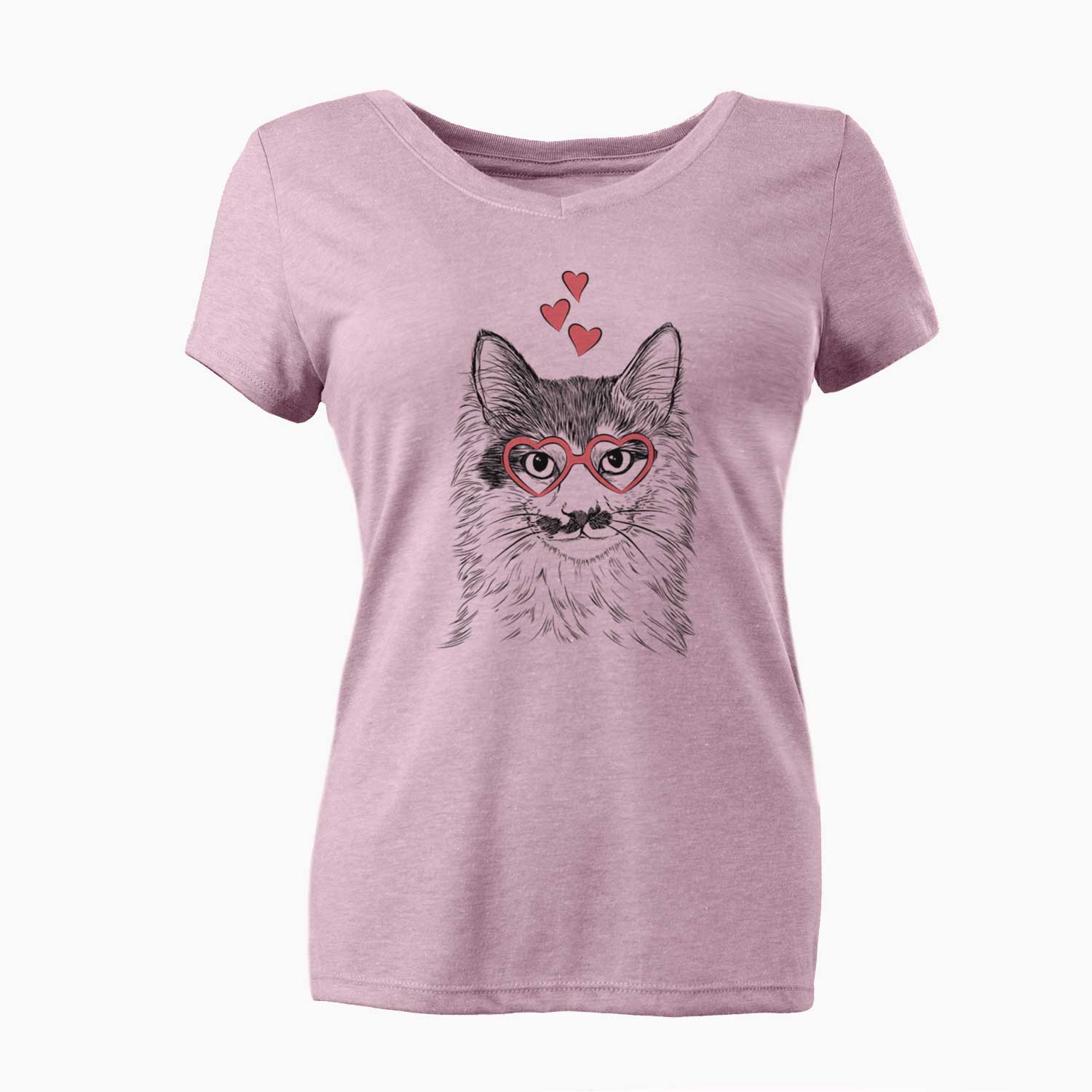 Valentine Stache the Longhaired Mustard Cat - Women's V-neck Shirt