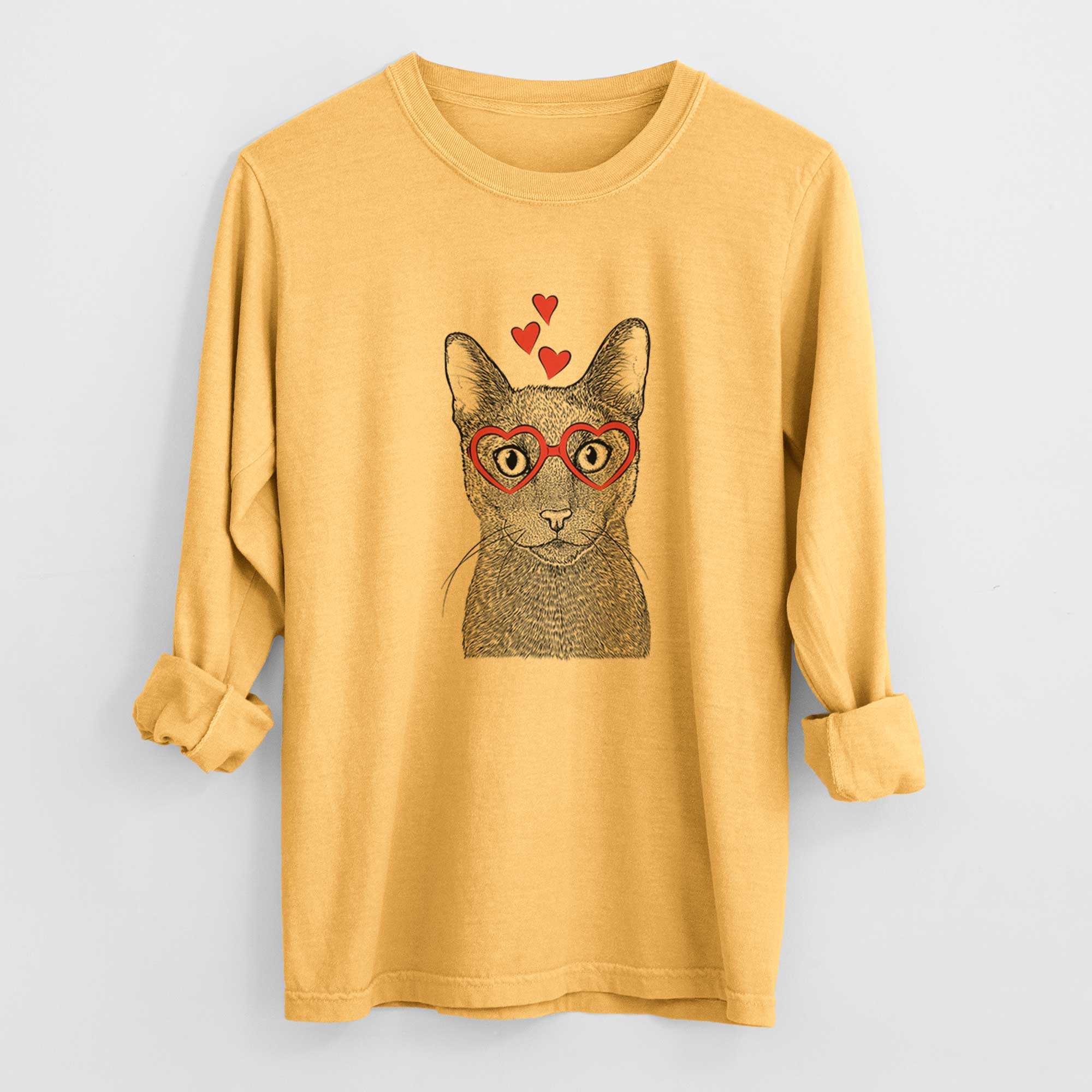 Valentine Stanley the Russian Blue Cat - Heavyweight 100% Cotton Long Sleeve