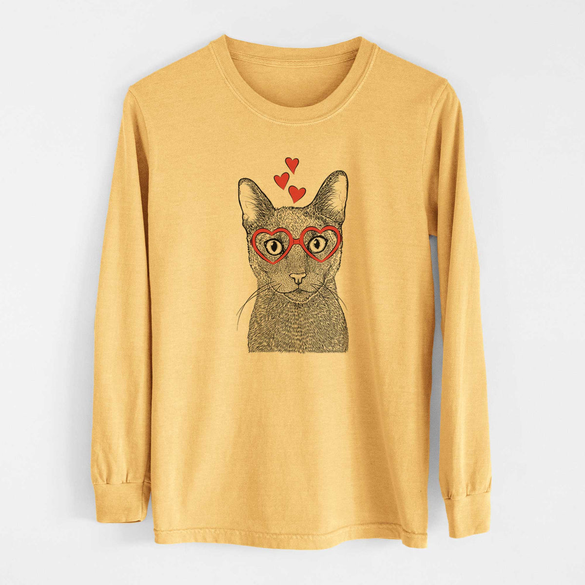 Valentine Stanley the Russian Blue Cat - Heavyweight 100% Cotton Long Sleeve