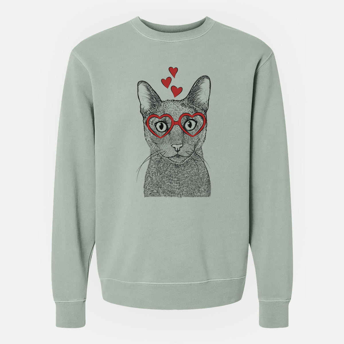 Valentine Stanley the Russian Blue Cat - Unisex Pigment Dyed Crew Sweatshirt