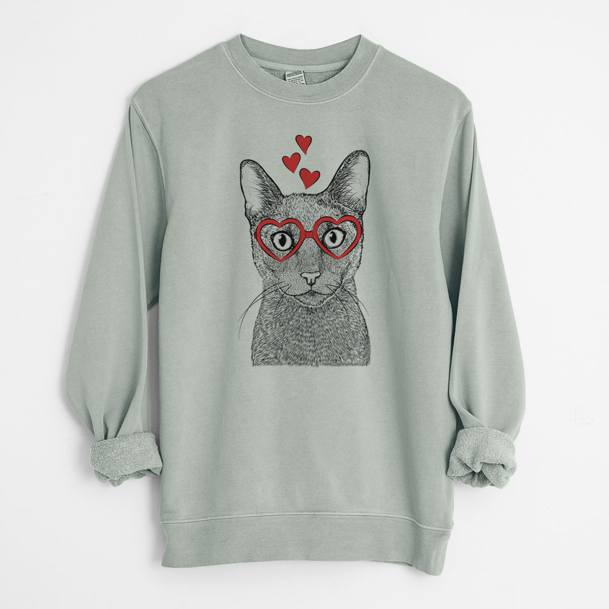 Valentine Stanley the Russian Blue Cat - Unisex Pigment Dyed Crew Sweatshirt