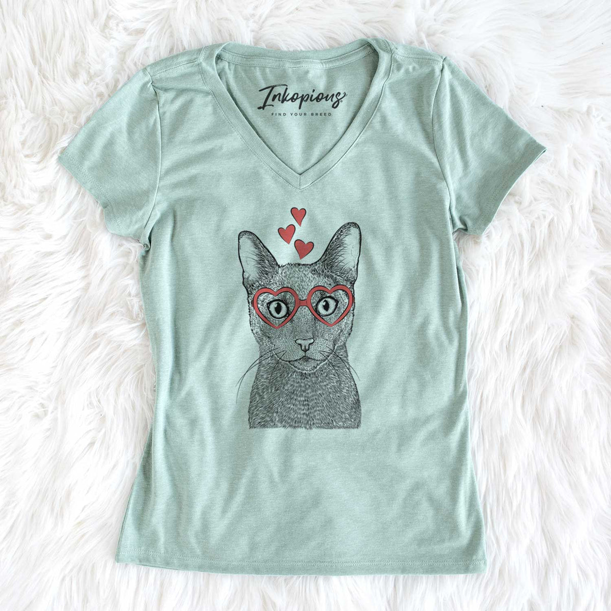 Valentine Stanley the Russian Blue Cat - Women's V-neck Shirt