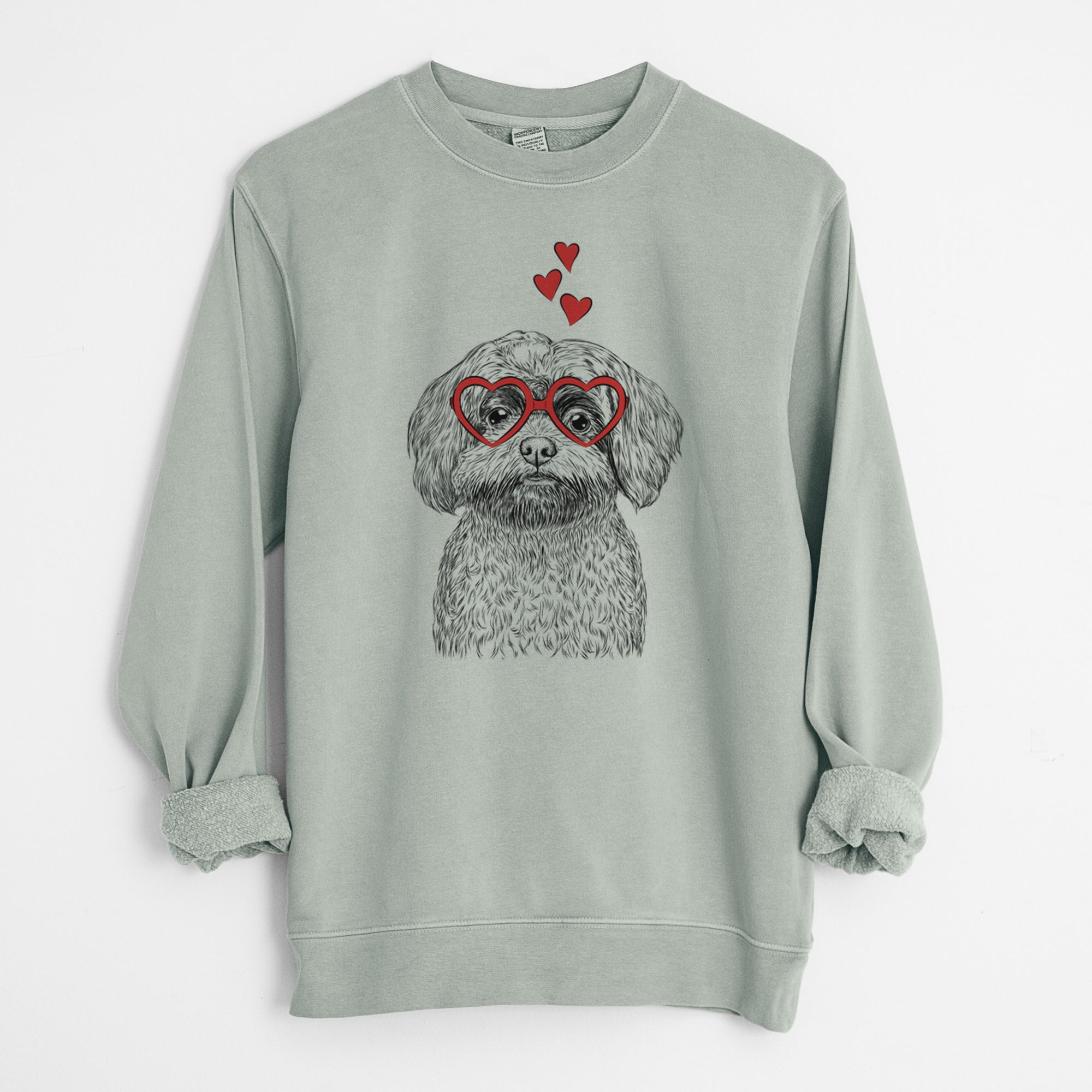 Valentine Stella the Shih Tzu Mix - Unisex Pigment Dyed Crew Sweatshirt