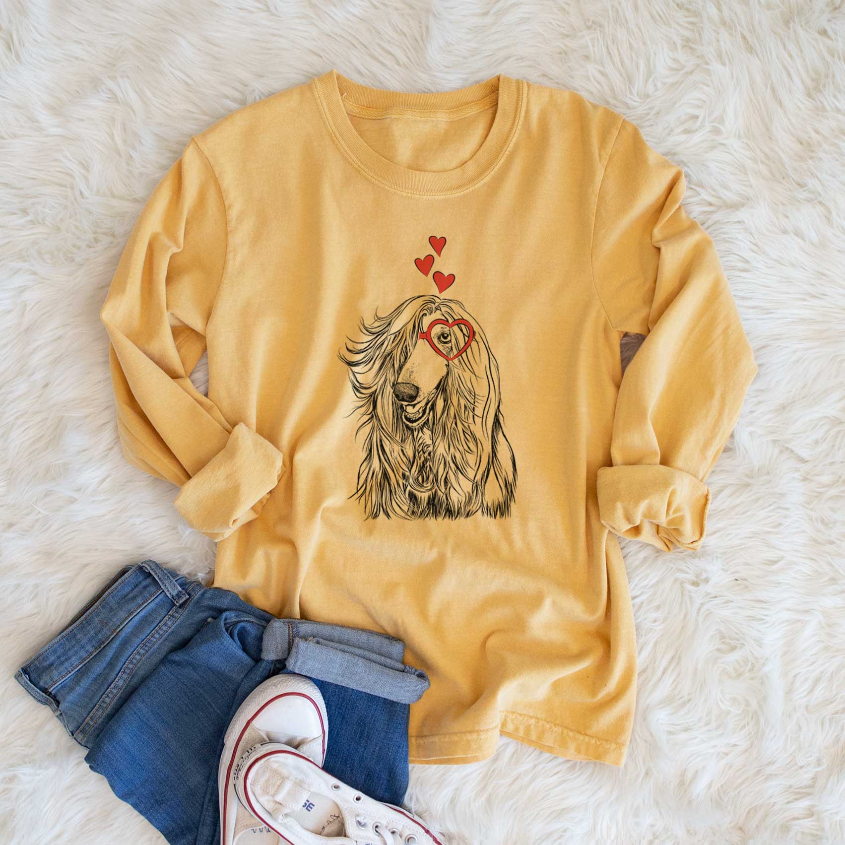 Valentine Sterling the Afghan Hound - Heavyweight 100% Cotton Long Sleeve