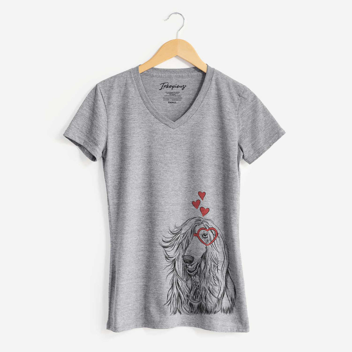 Valentine Sterling the Afghan Hound - Women's V-neck Shirt