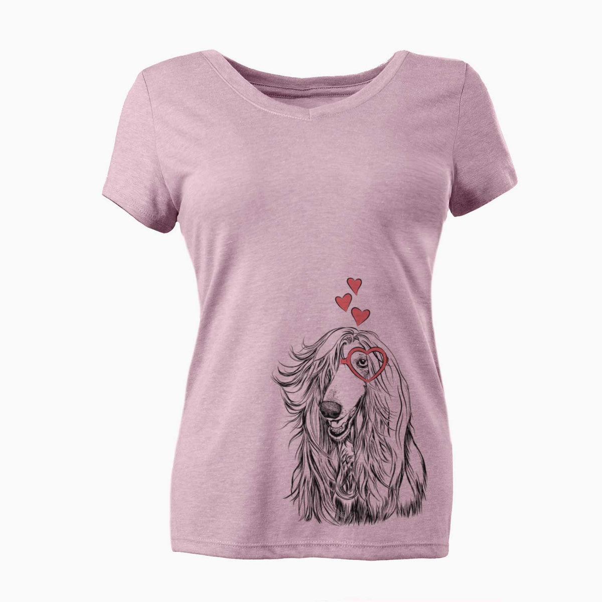 Valentine Sterling the Afghan Hound - Women's V-neck Shirt