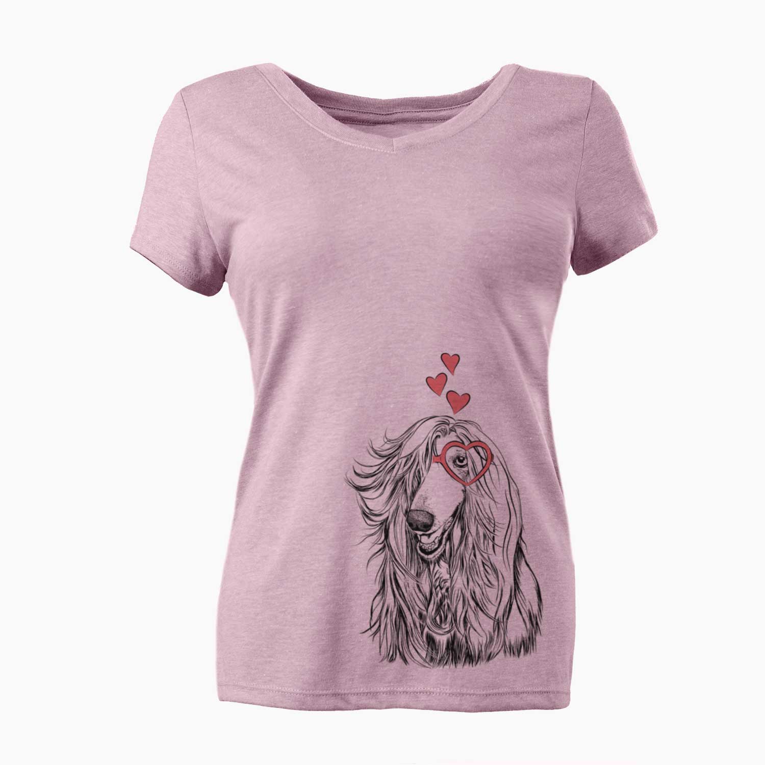 Valentine Sterling the Afghan Hound - Women's V-neck Shirt