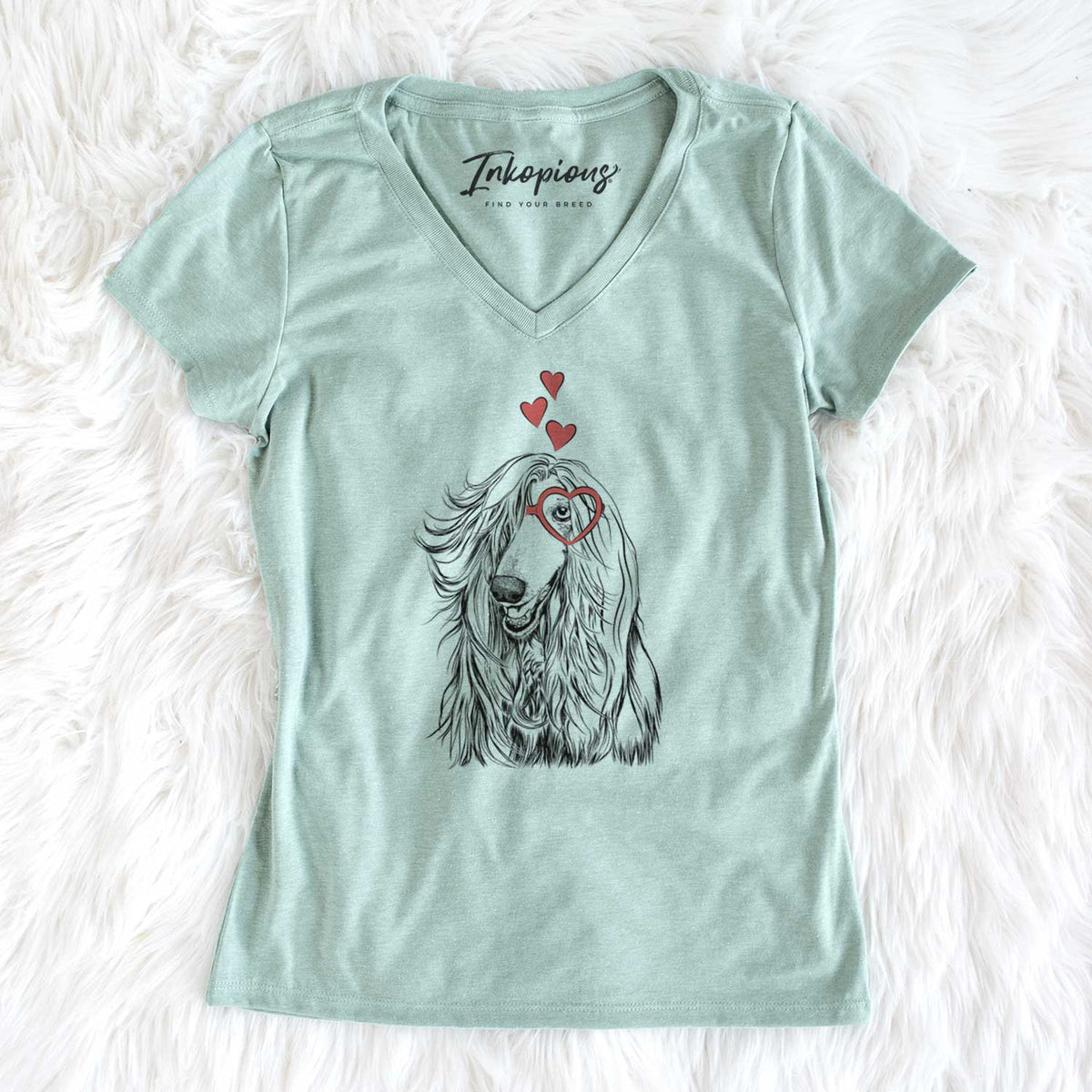 Valentine Sterling the Afghan Hound - Women's V-neck Shirt
