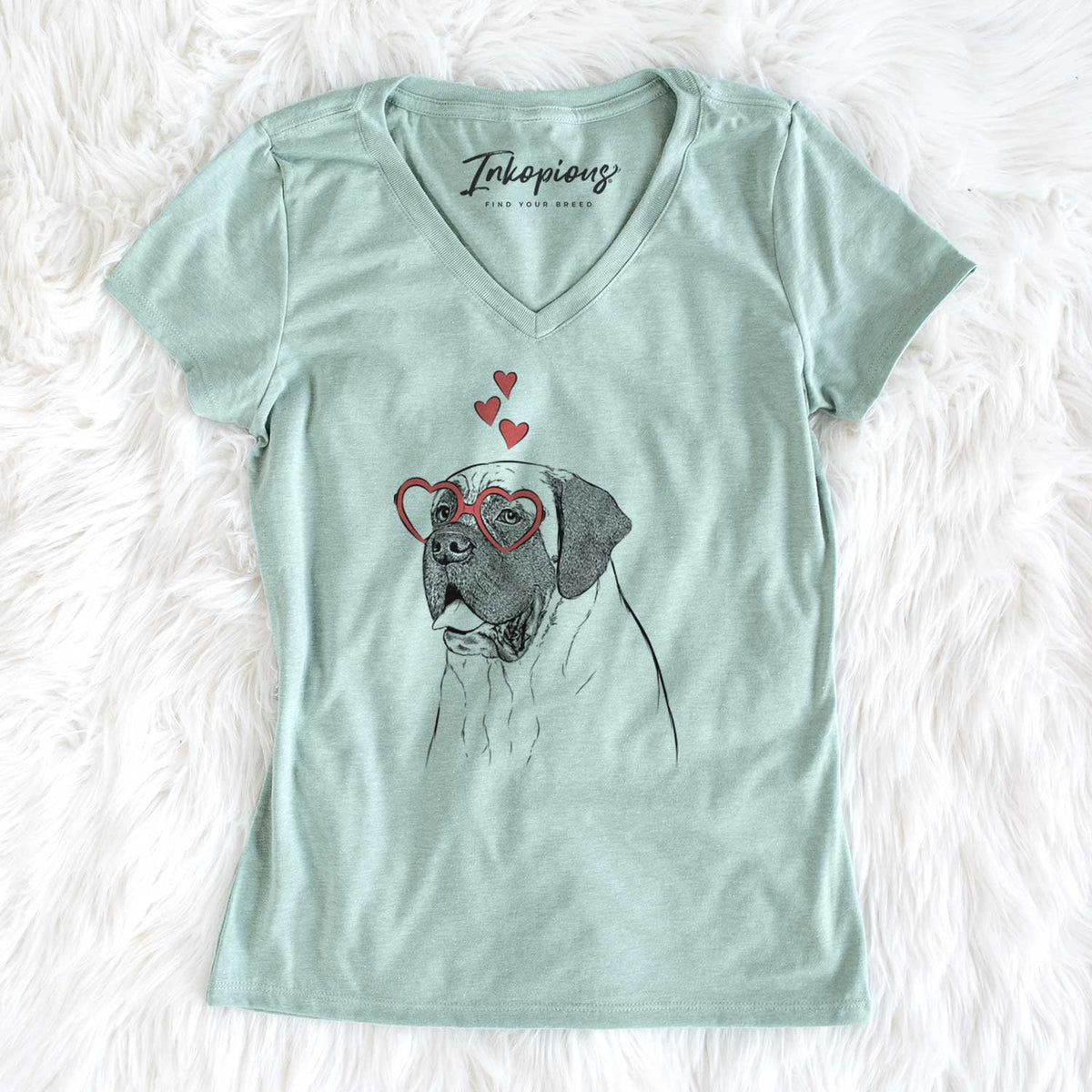 Valentine Sterling the English Mastiff - Women's V-neck Shirt
