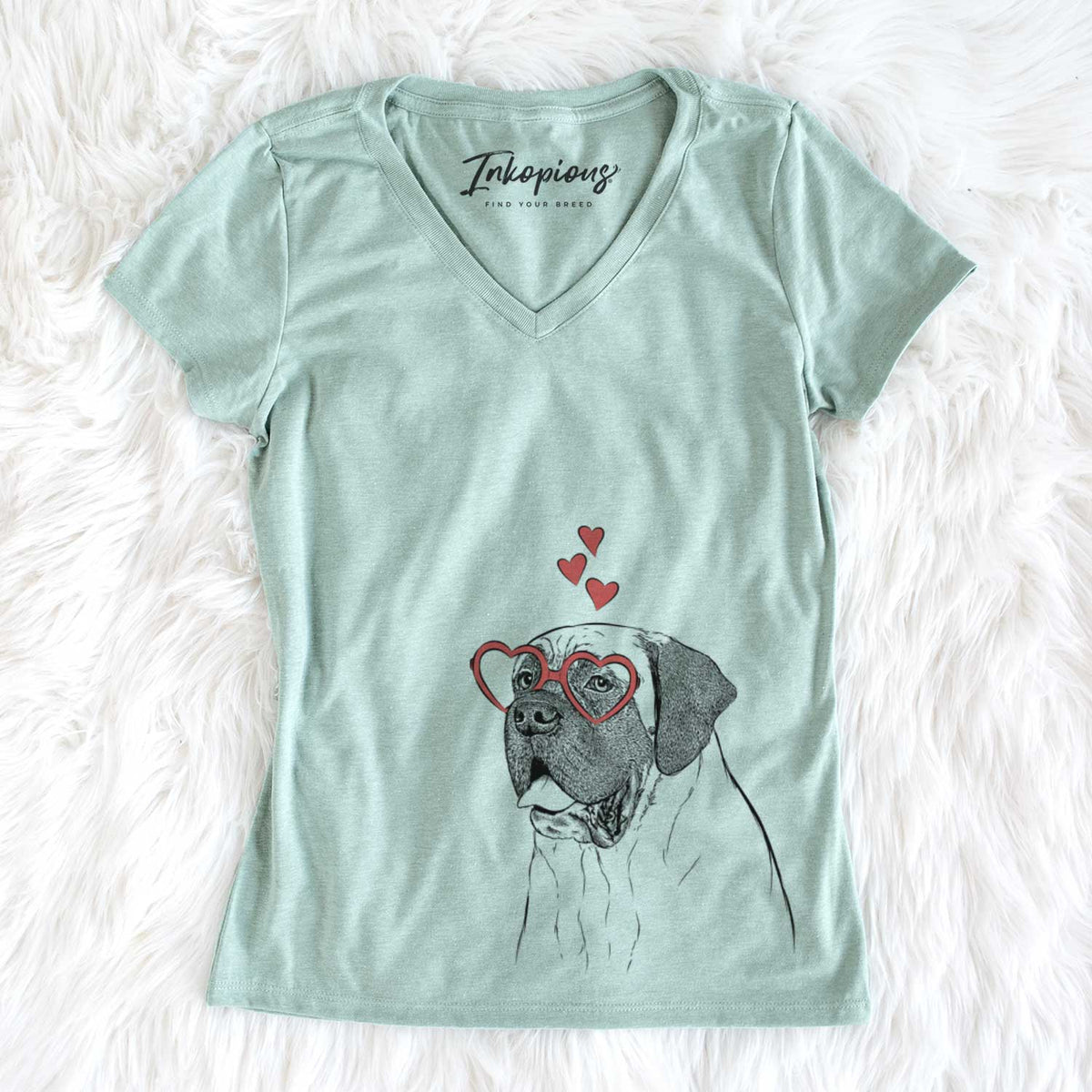 Valentine Sterling the English Mastiff - Women's V-neck Shirt