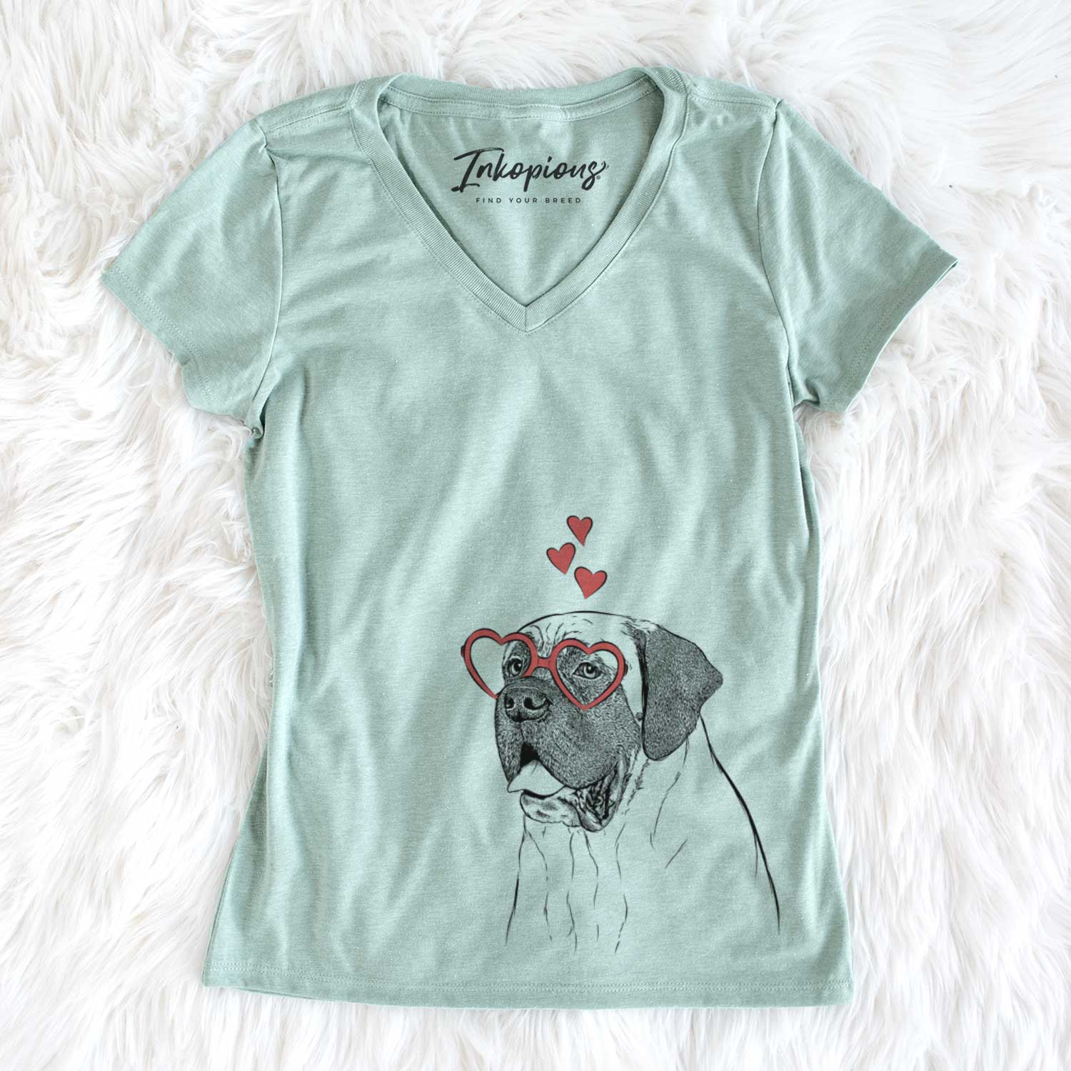 Valentine Sterling the English Mastiff - Women's V-neck Shirt