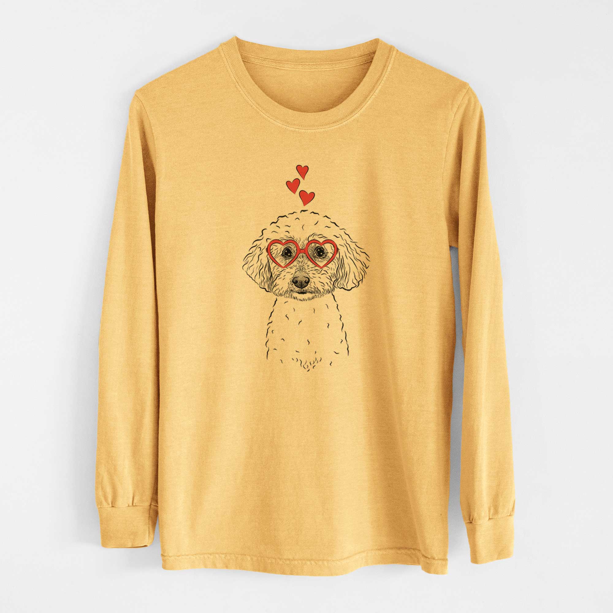 Valentine Stitch the Bichonpoo - Heavyweight 100% Cotton Long Sleeve