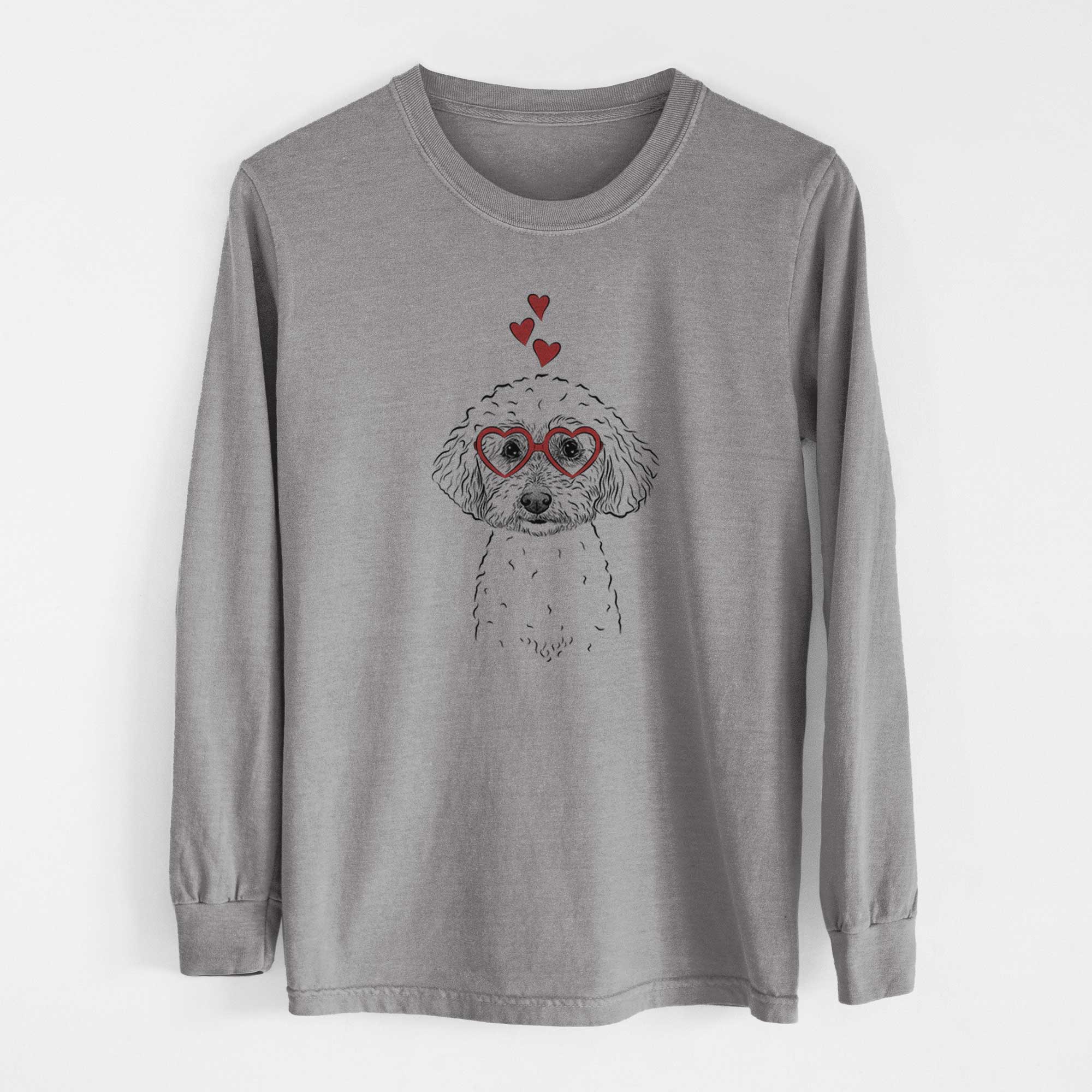 Valentine Stitch the Bichonpoo - Heavyweight 100% Cotton Long Sleeve