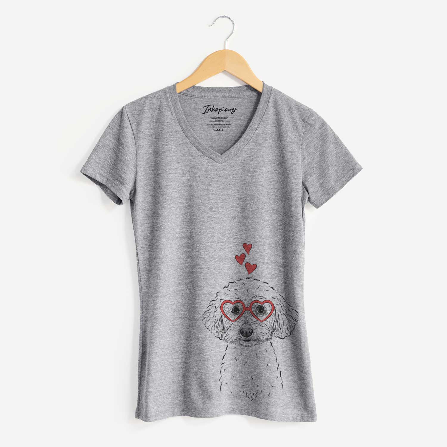 Valentine Stitch the Bichonpoo - Women's V-neck Shirt