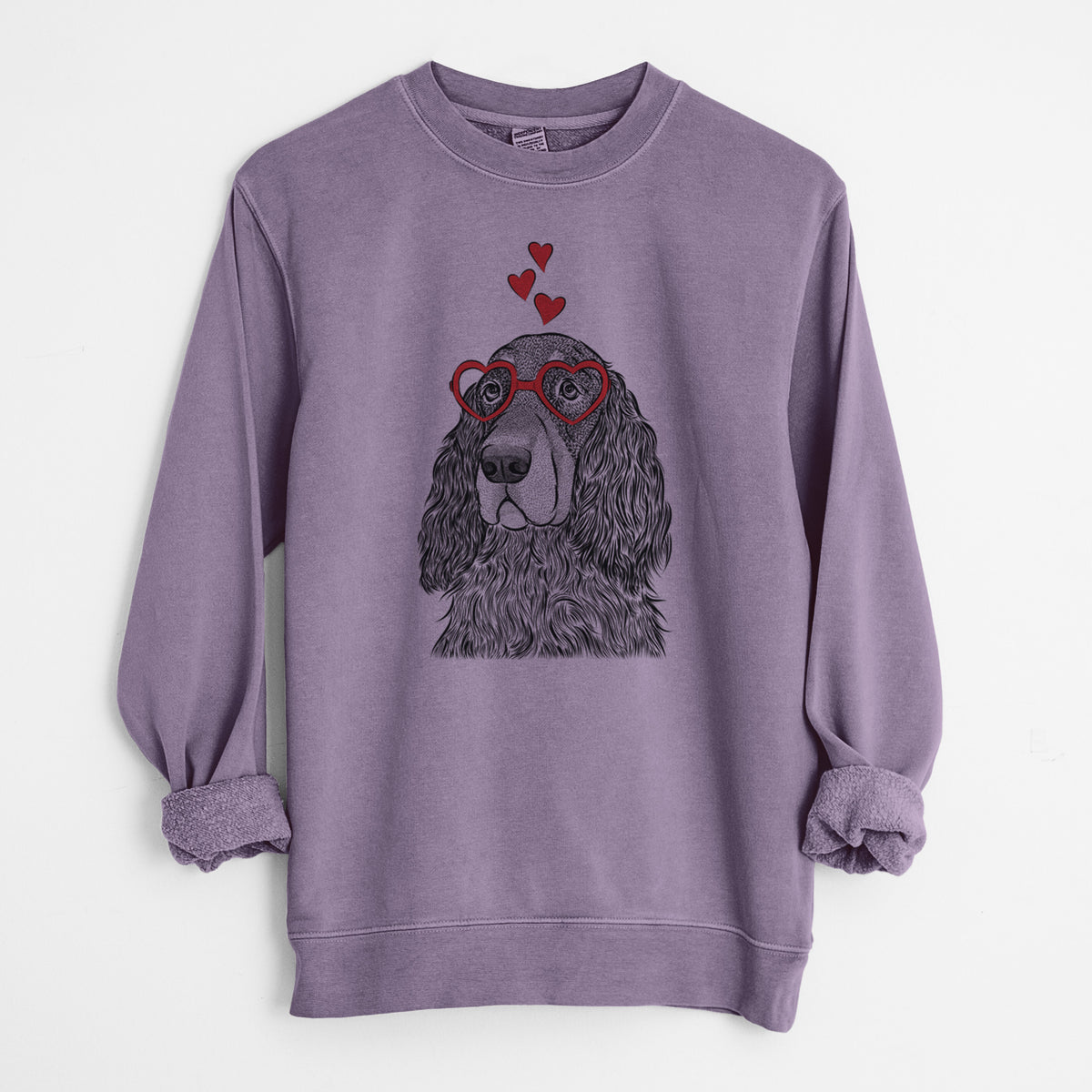 Valentine Stormy the Gordon Setter - Unisex Pigment Dyed Crew Sweatshirt