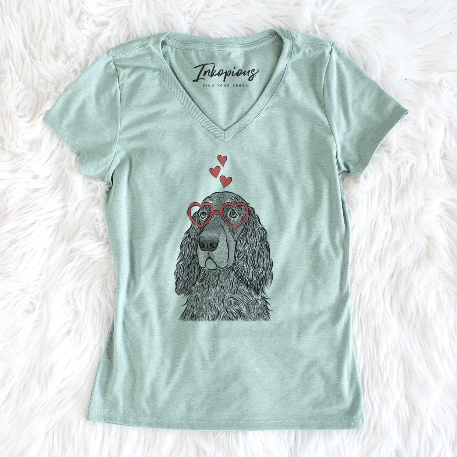 Valentine Stormy the Gordon Setter - Women's V-neck Shirt