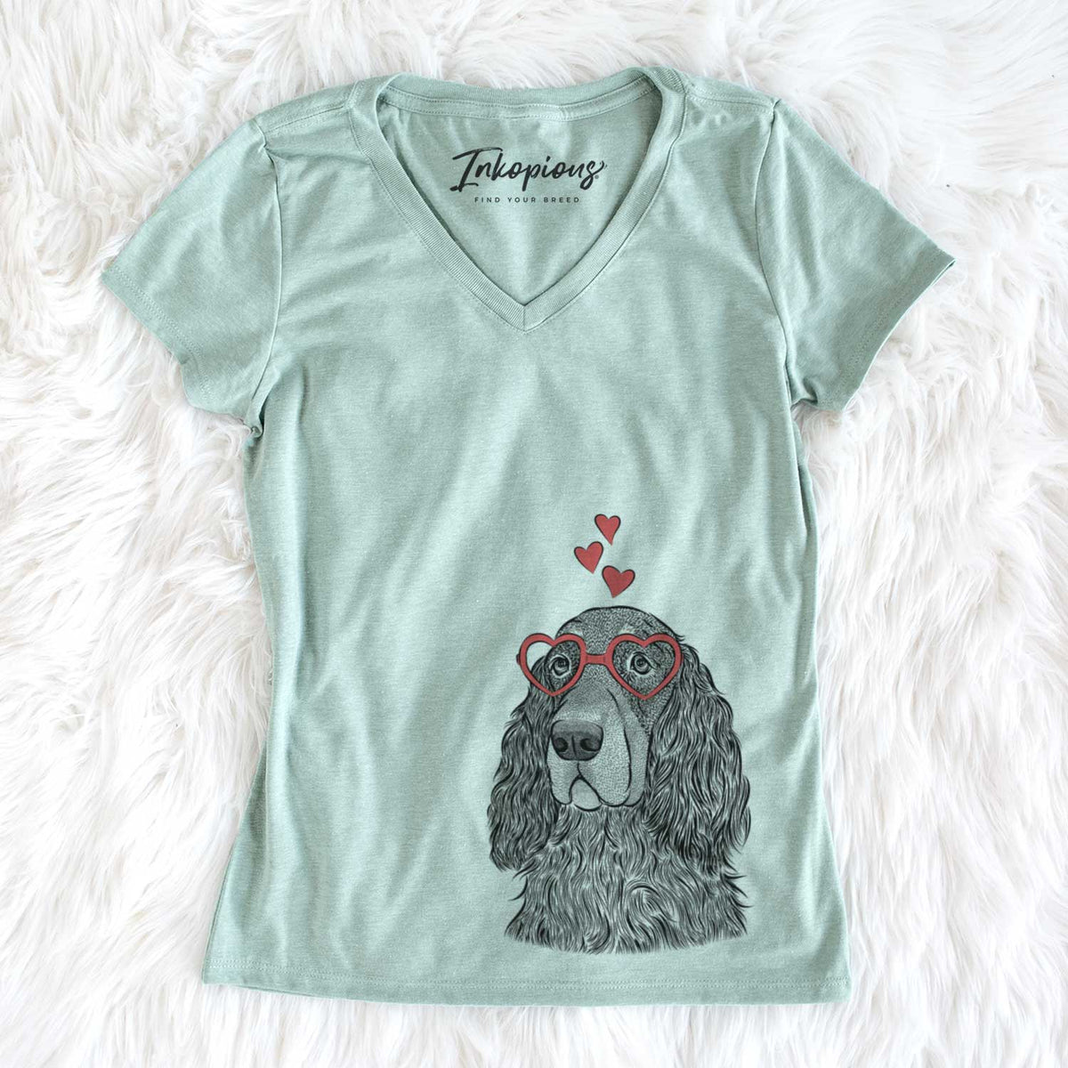 Valentine Stormy the Gordon Setter - Women&#39;s V-neck Shirt