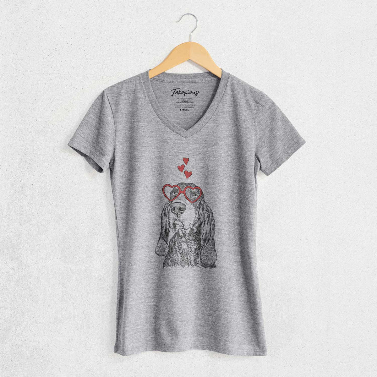 Valentine Stu the Black and Tan Coonhound - Women's V-neck Shirt