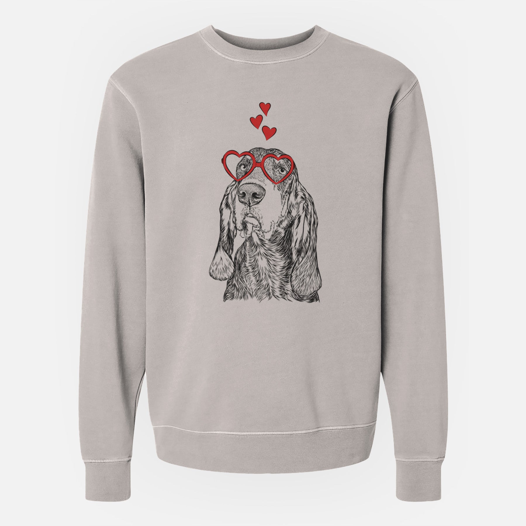 Valentine Stu the Black and Tan Coonhound - Unisex Pigment Dyed Crew Sweatshirt