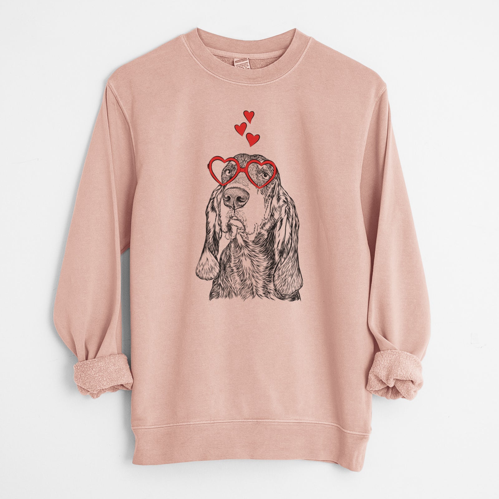 Valentine Stu the Black and Tan Coonhound - Unisex Pigment Dyed Crew Sweatshirt