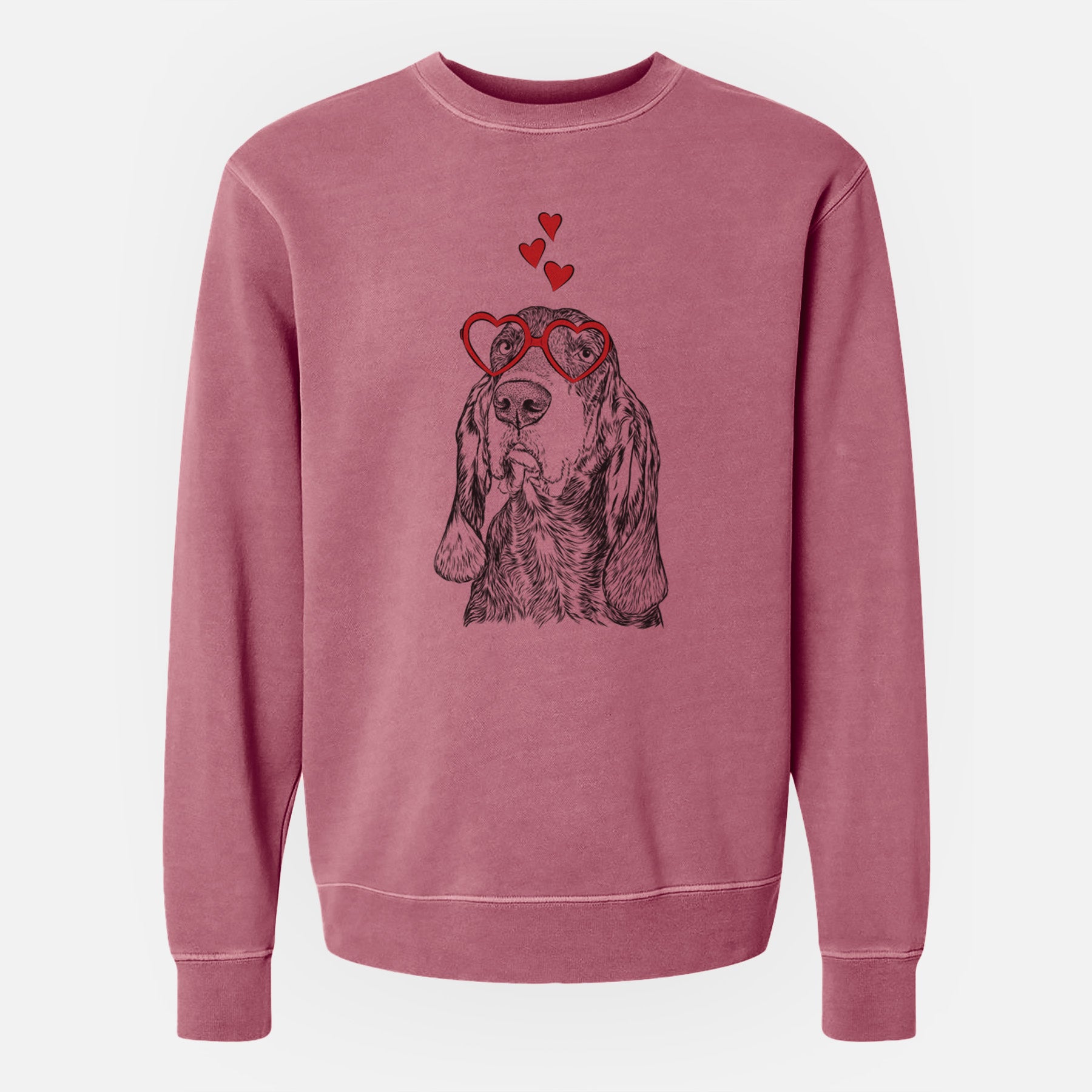 Valentine Stu the Black and Tan Coonhound - Unisex Pigment Dyed Crew Sweatshirt