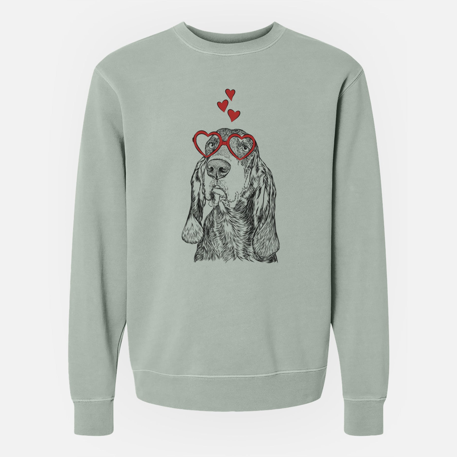 Valentine Stu the Black and Tan Coonhound - Unisex Pigment Dyed Crew Sweatshirt