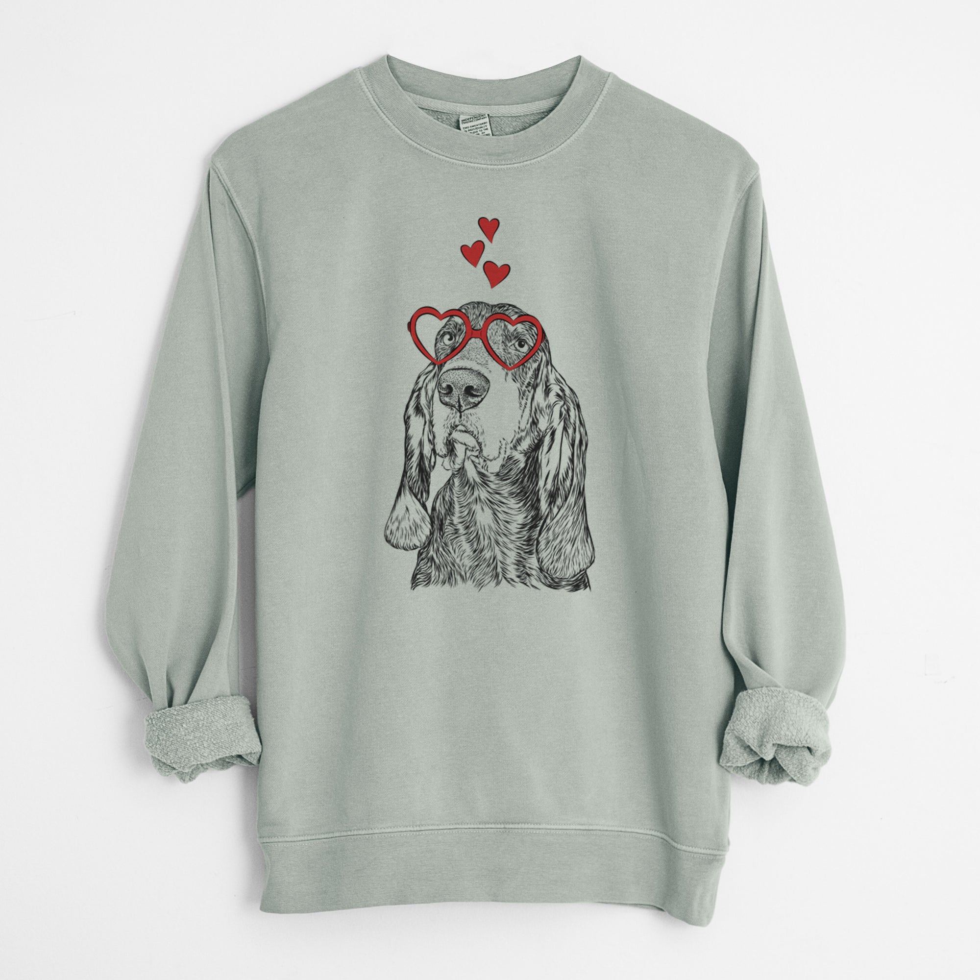 Valentine Stu the Black and Tan Coonhound - Unisex Pigment Dyed Crew Sweatshirt