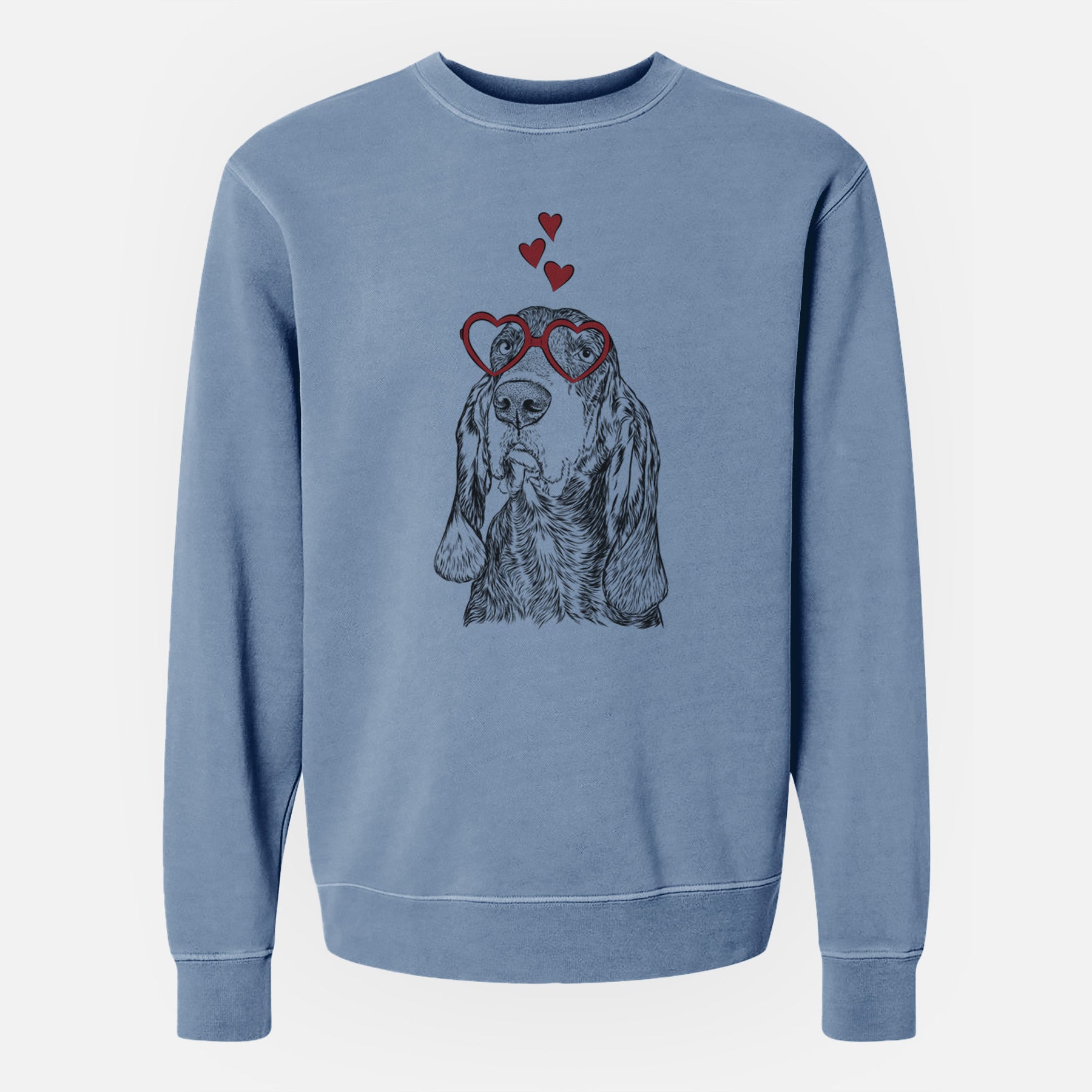 Valentine Stu the Black and Tan Coonhound - Unisex Pigment Dyed Crew Sweatshirt