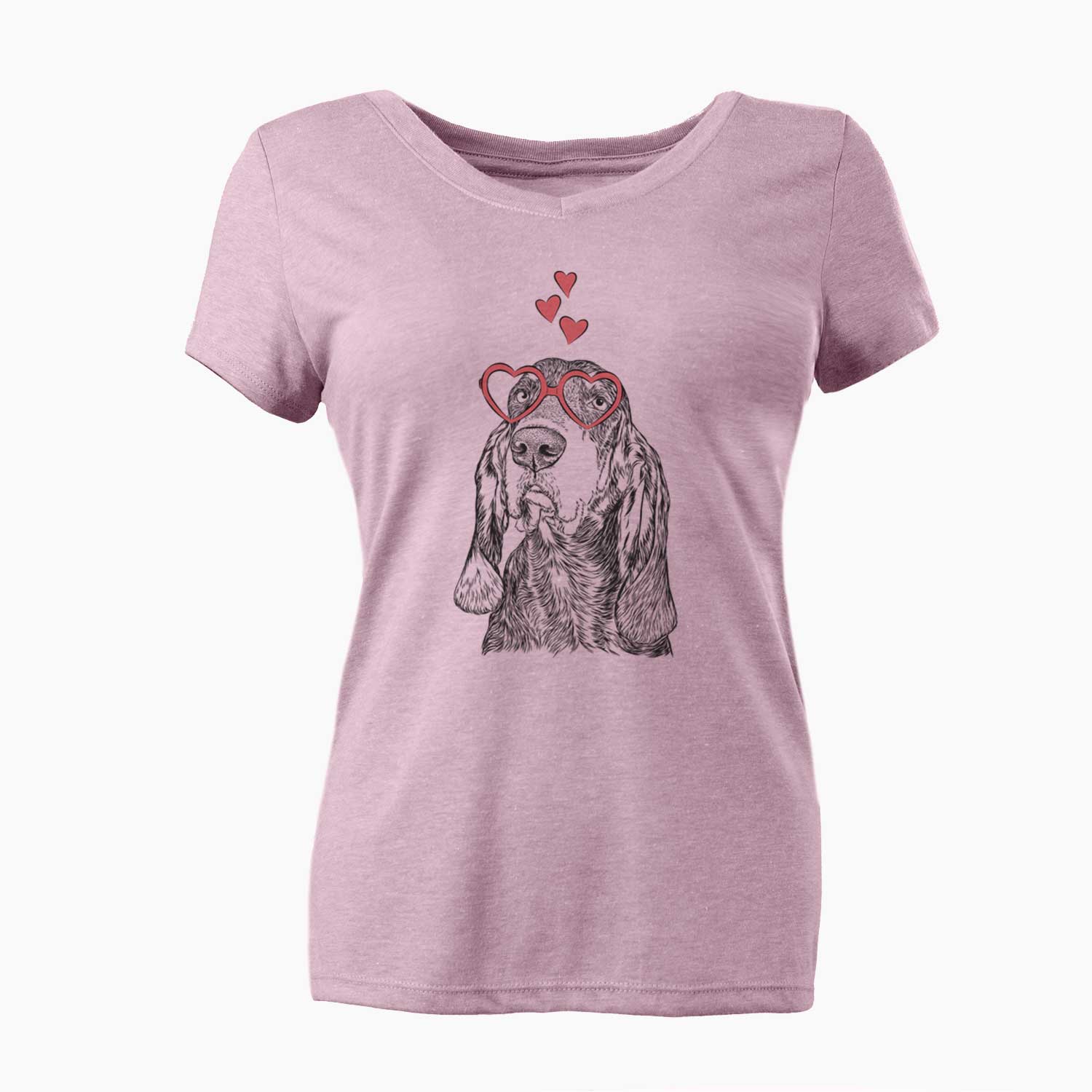 Valentine Stu the Black and Tan Coonhound - Women's V-neck Shirt