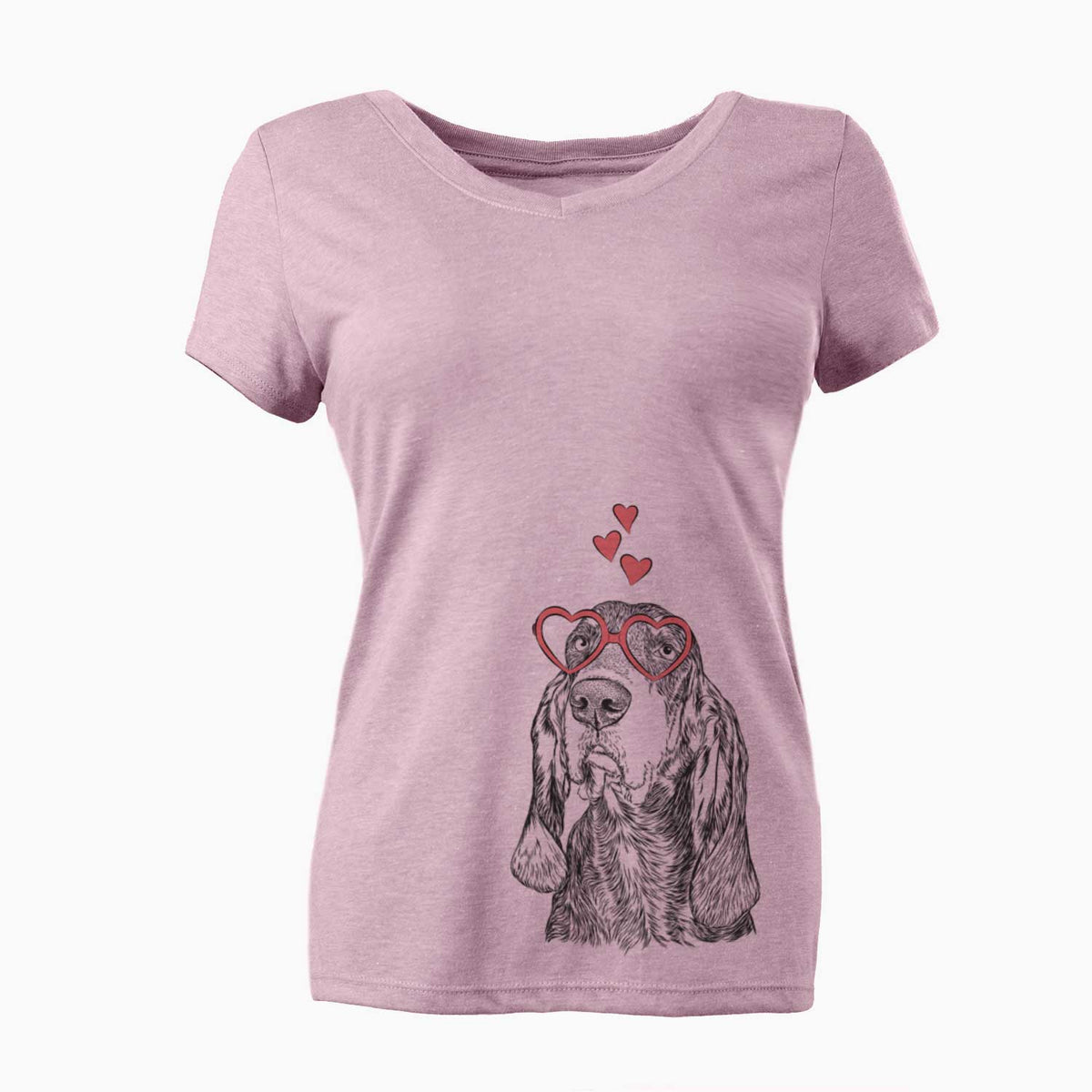 Valentine Stu the Black and Tan Coonhound - Women's V-neck Shirt