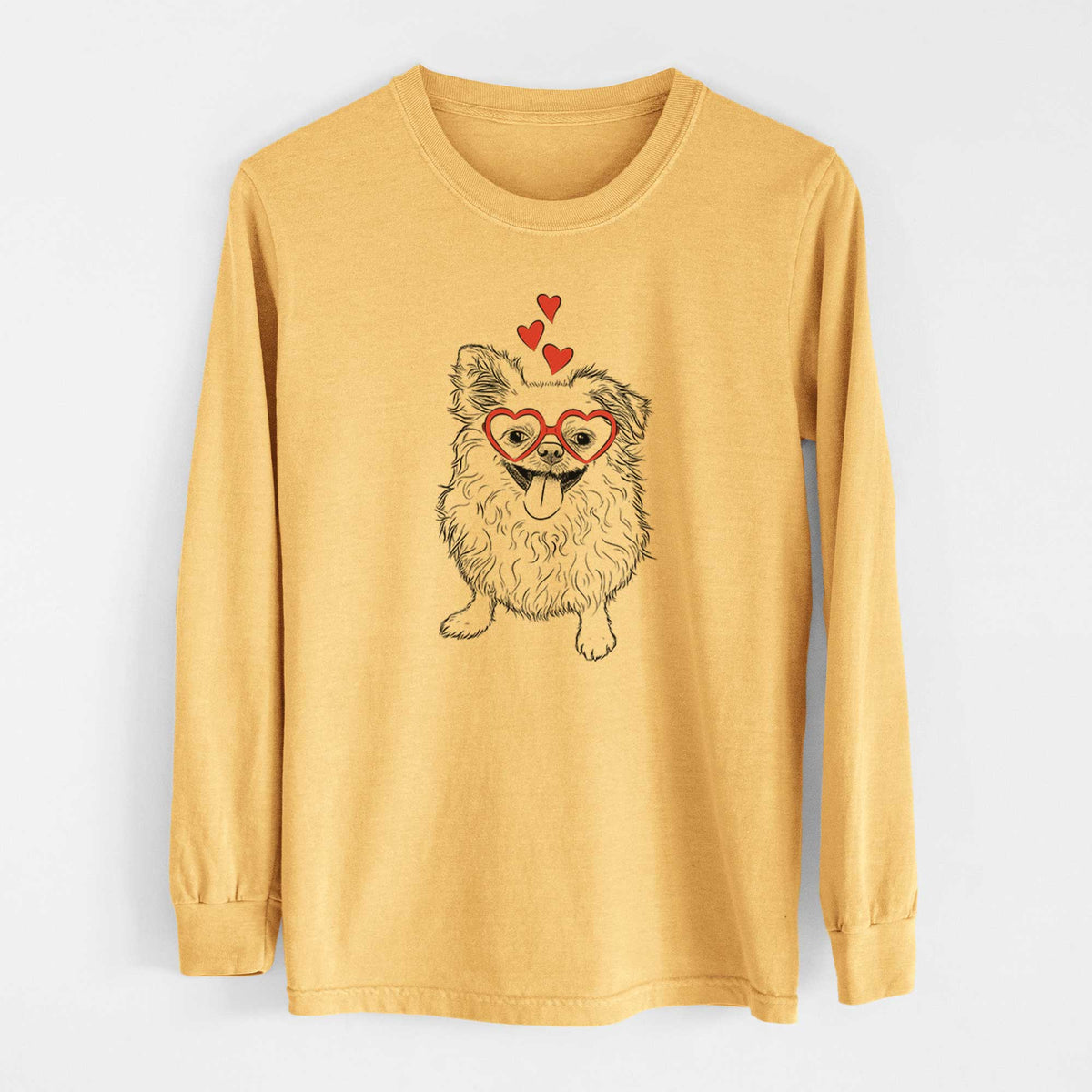 Valentine Stuart the Longhaired Chihuahua - Heavyweight 100% Cotton Long Sleeve