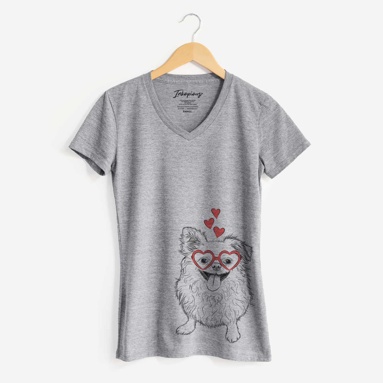 Valentine Stuart the Longhaired Chihuahua - Women's V-neck Shirt