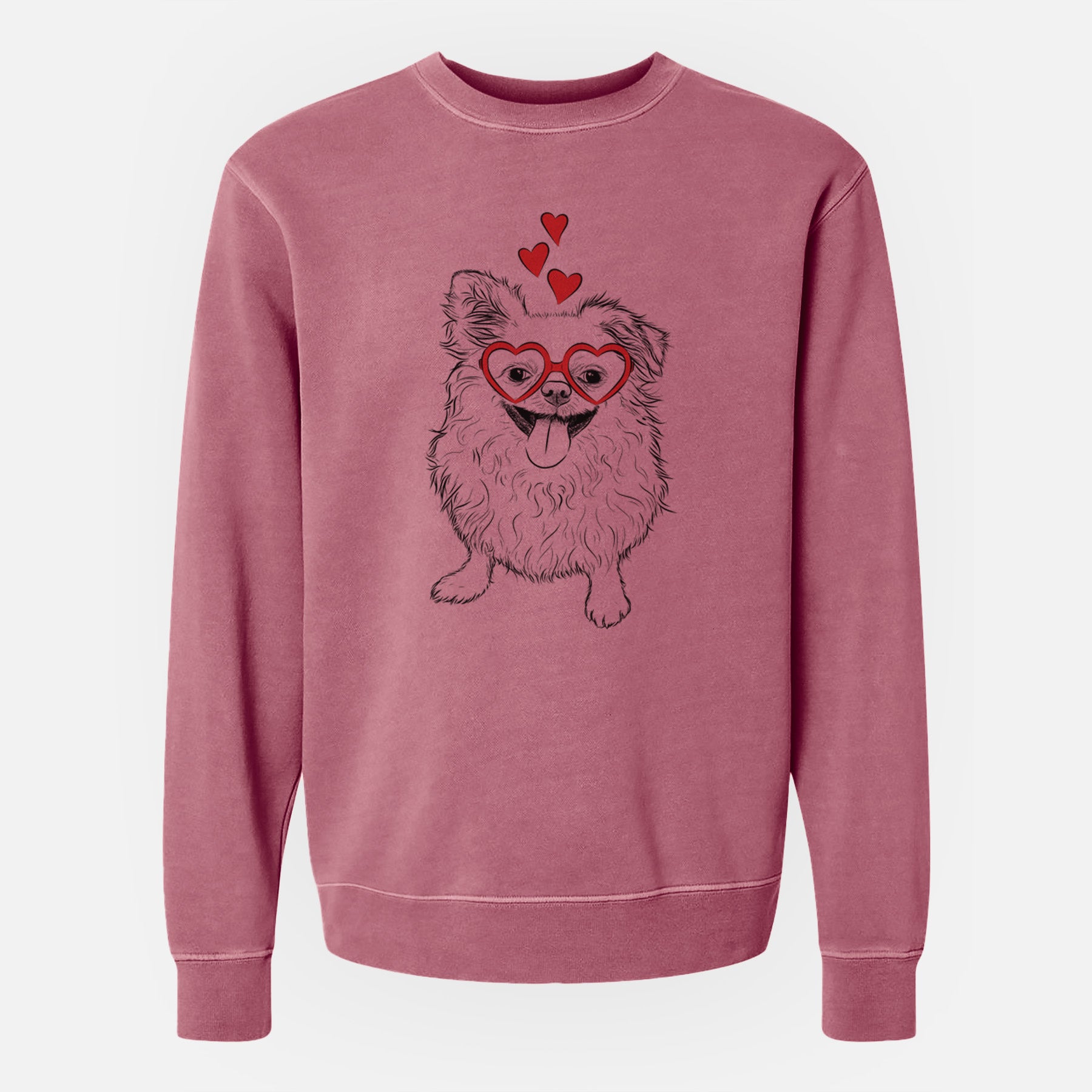 Valentine Stuart the Longhaired Chihuahua - Unisex Pigment Dyed Crew Sweatshirt