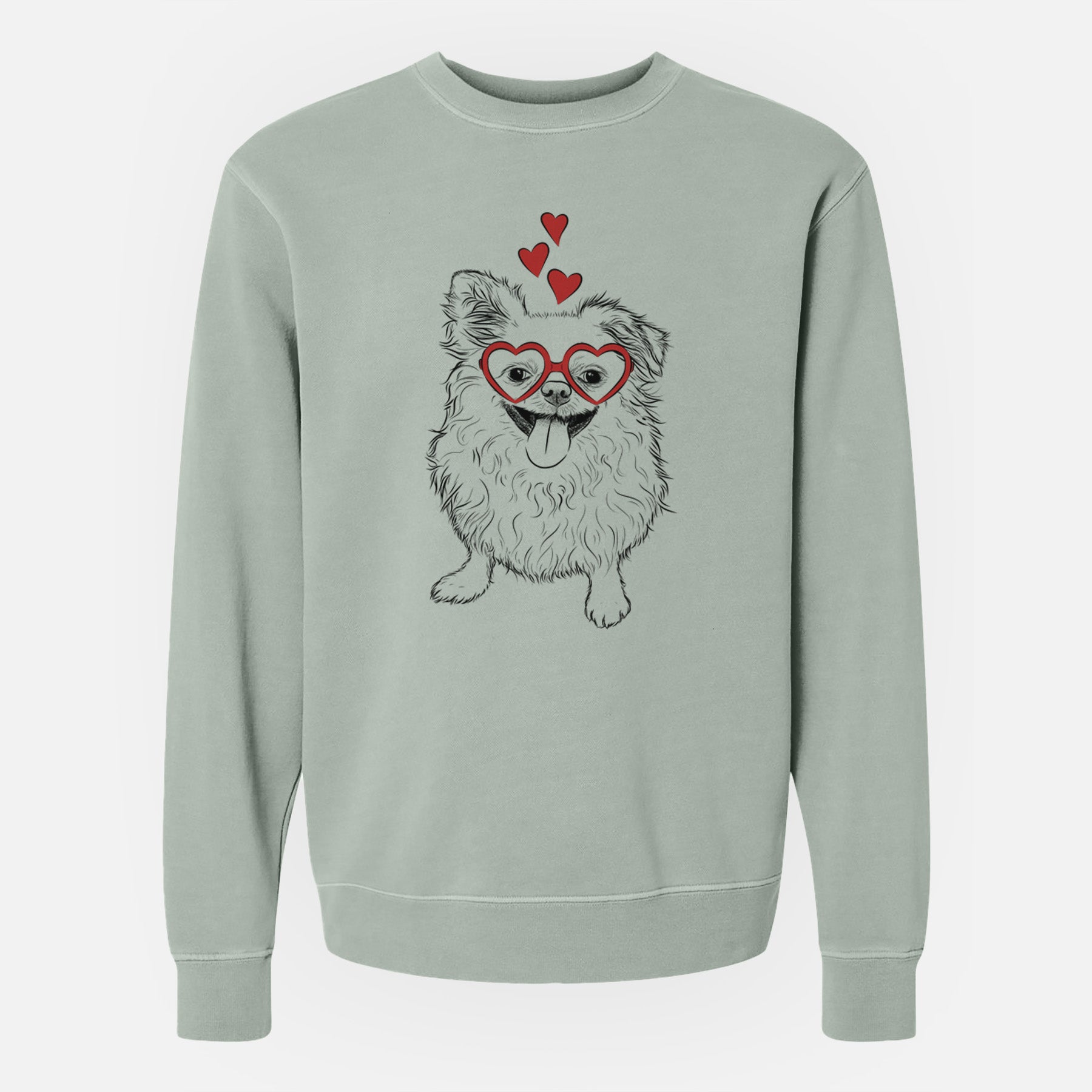 Valentine Stuart the Longhaired Chihuahua - Unisex Pigment Dyed Crew Sweatshirt