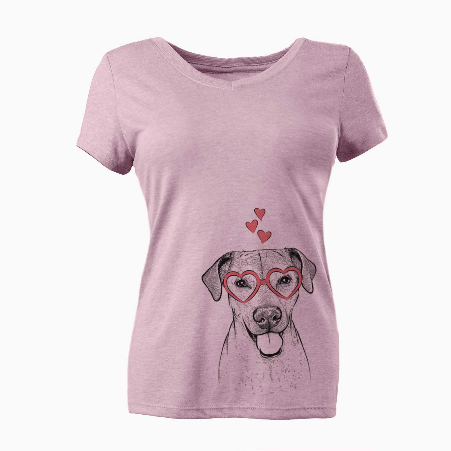 Valentine Sugar the American Staffordshire Mix - Women's V-neck Shirt