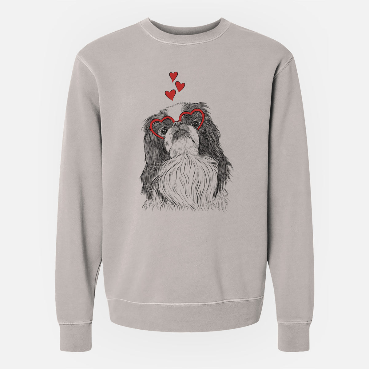 Valentine Suki the Japanese Chin - Unisex Pigment Dyed Crew Sweatshirt