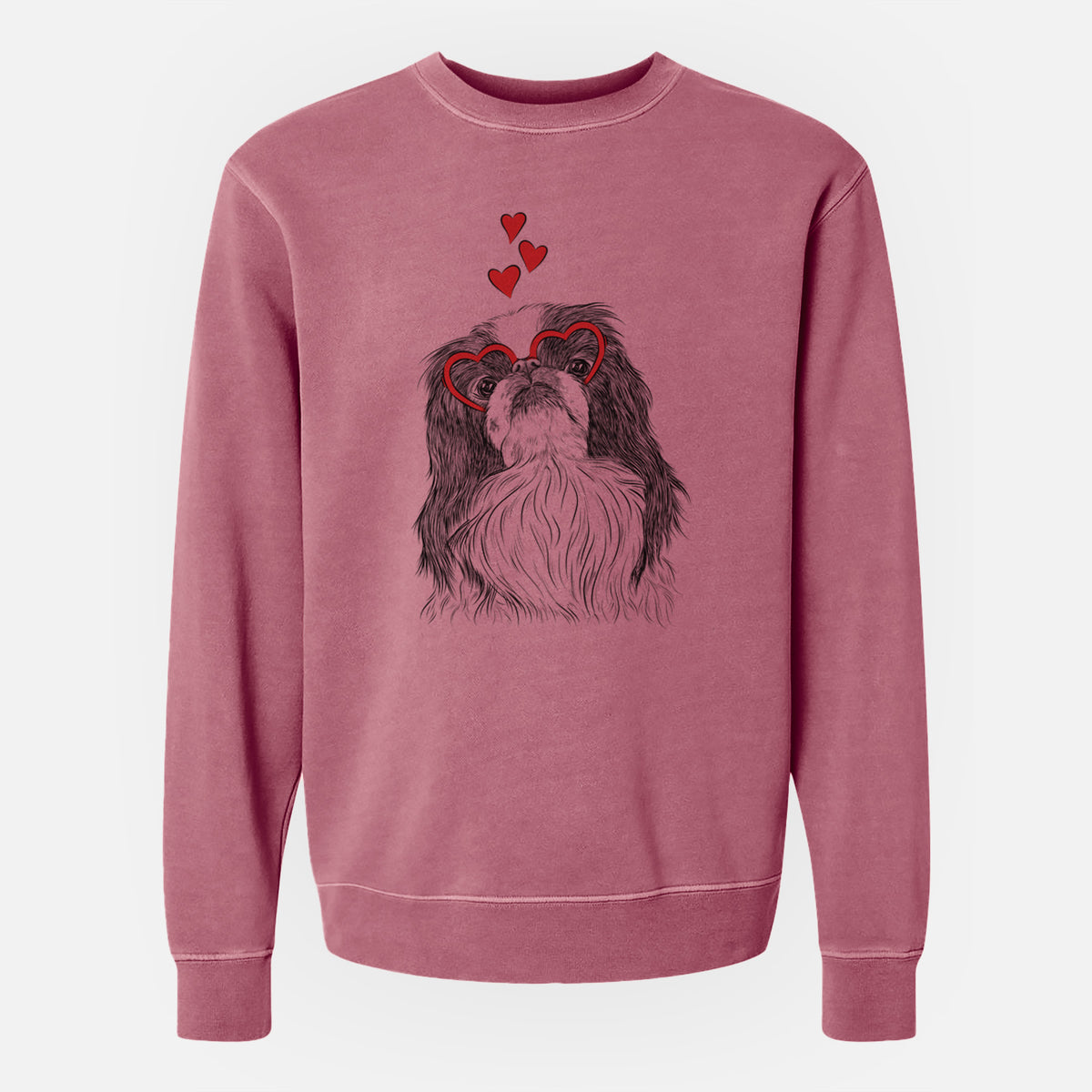 Valentine Suki the Japanese Chin - Unisex Pigment Dyed Crew Sweatshirt