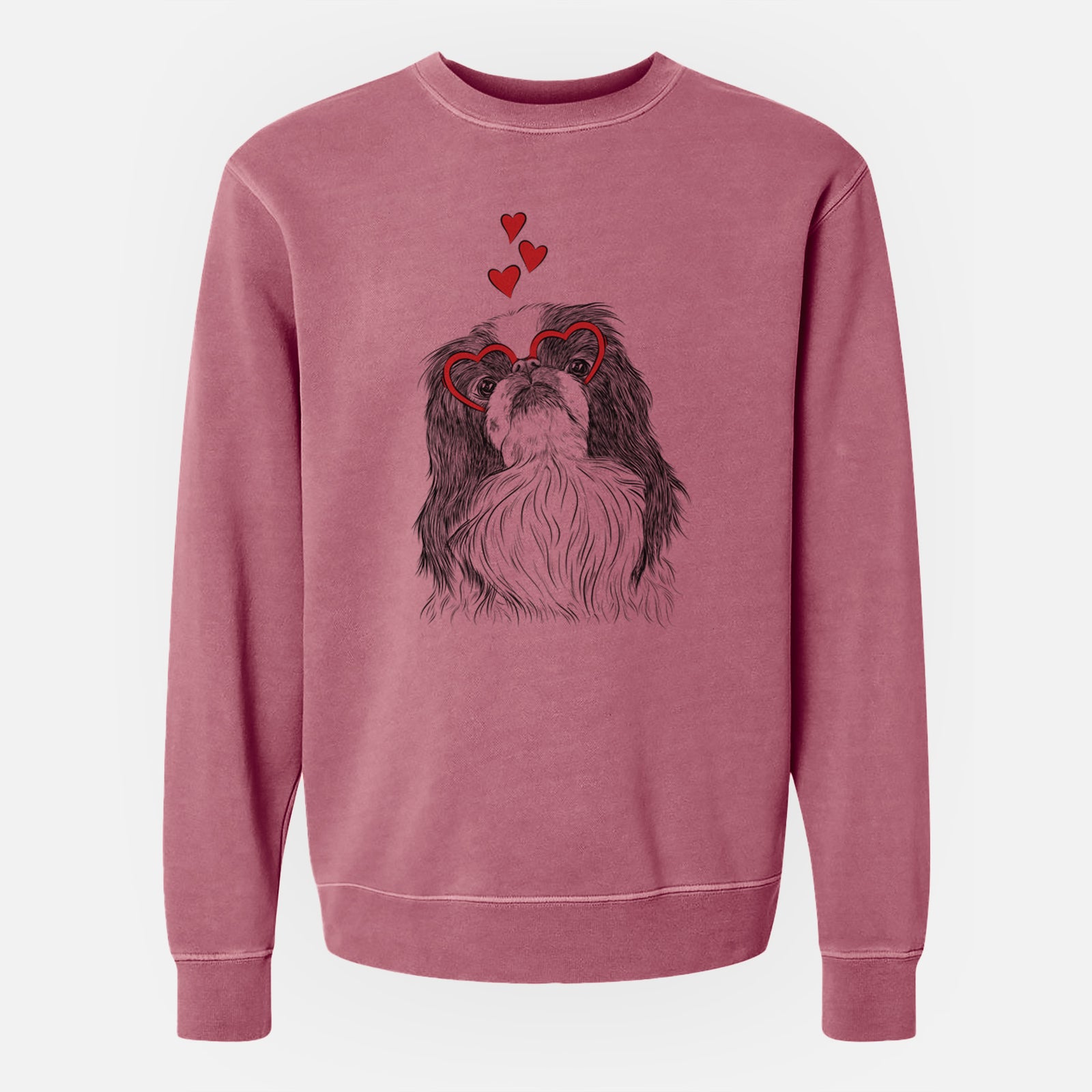 Valentine Suki the Japanese Chin - Unisex Pigment Dyed Crew Sweatshirt