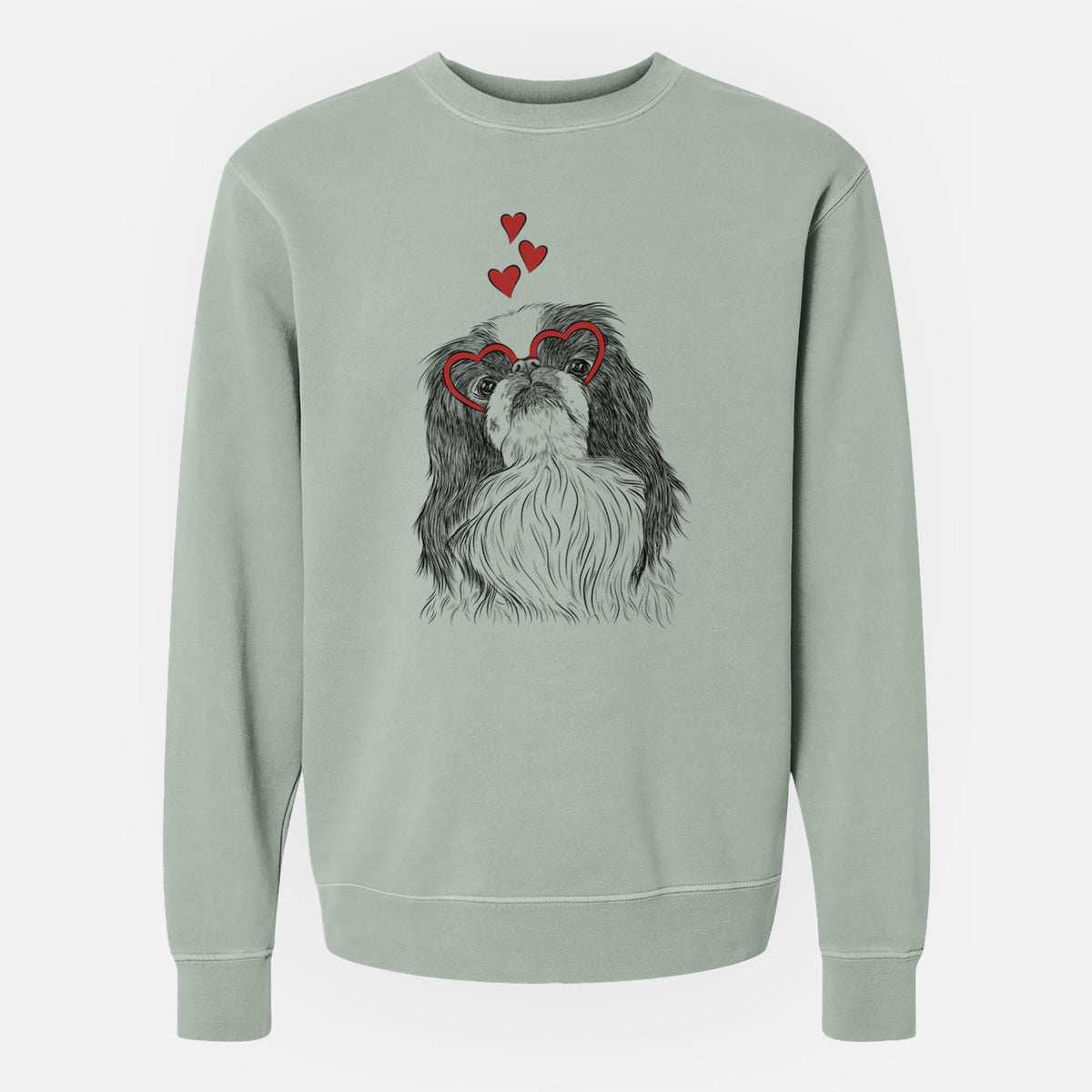 Valentine Suki the Japanese Chin - Unisex Pigment Dyed Crew Sweatshirt