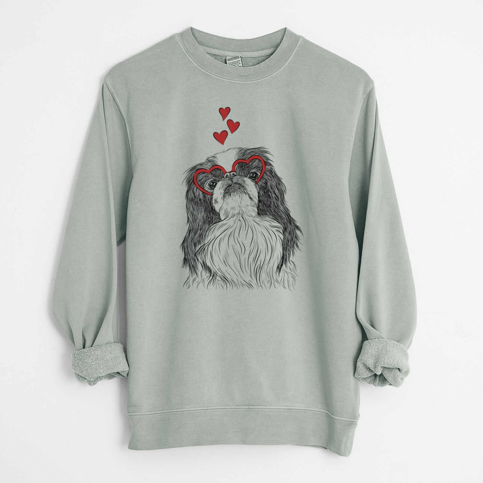 Valentine Suki the Japanese Chin - Unisex Pigment Dyed Crew Sweatshirt