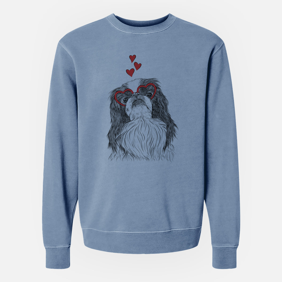 Valentine Suki the Japanese Chin - Unisex Pigment Dyed Crew Sweatshirt