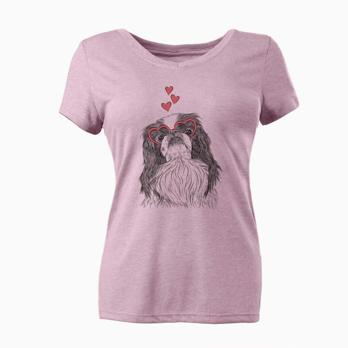 Valentine Suki the Japanese Chin - Women's V-neck Shirt