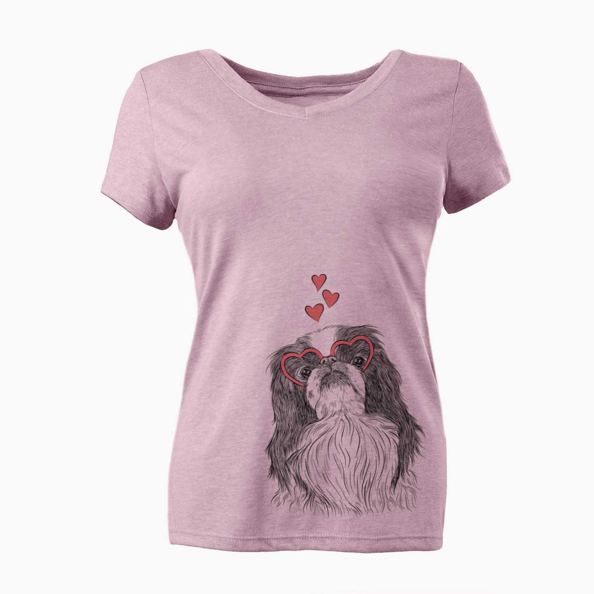 Valentine Suki the Japanese Chin - Women's V-neck Shirt