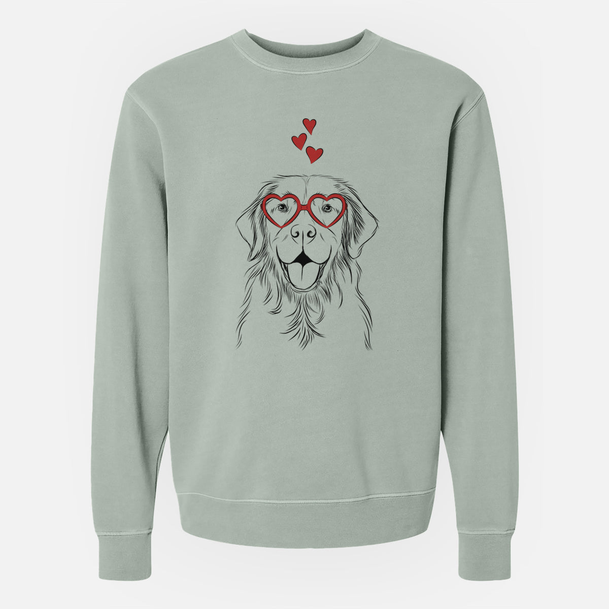 Valentine Sunny the Golden Retriever - Unisex Pigment Dyed Crew Sweatshirt