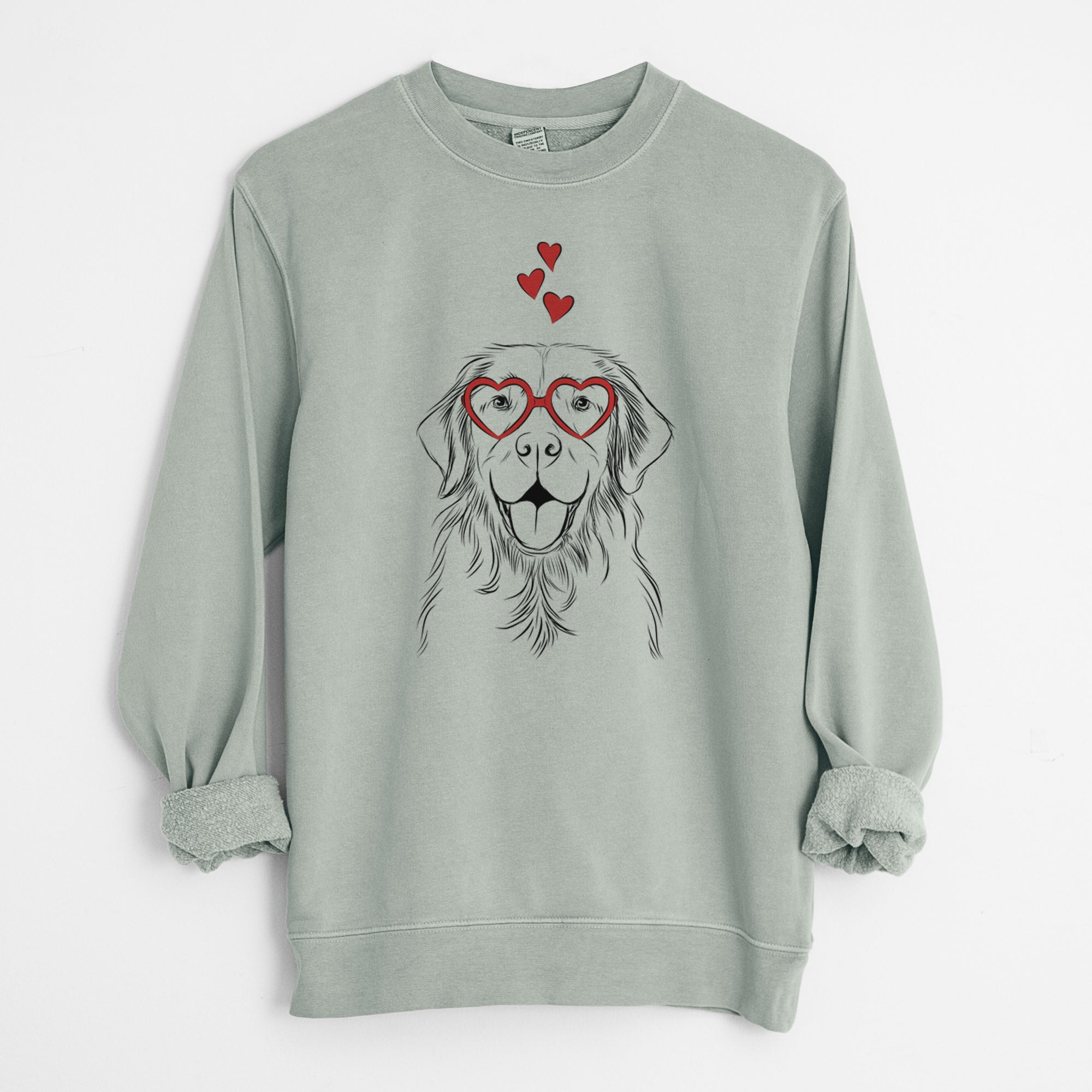 Valentine Sunny the Golden Retriever - Unisex Pigment Dyed Crew Sweatshirt