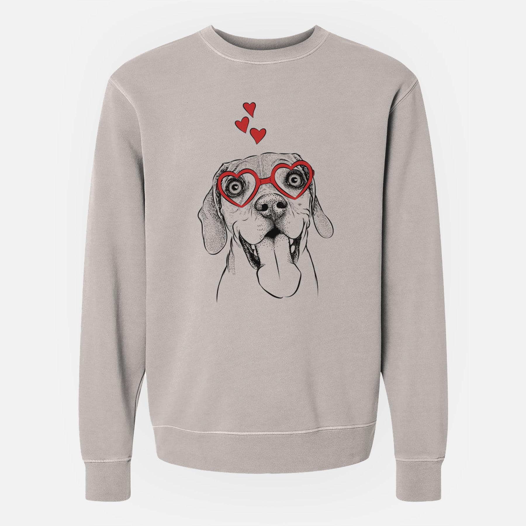 Valentine Sunny the Beagle - Unisex Pigment Dyed Crew Sweatshirt