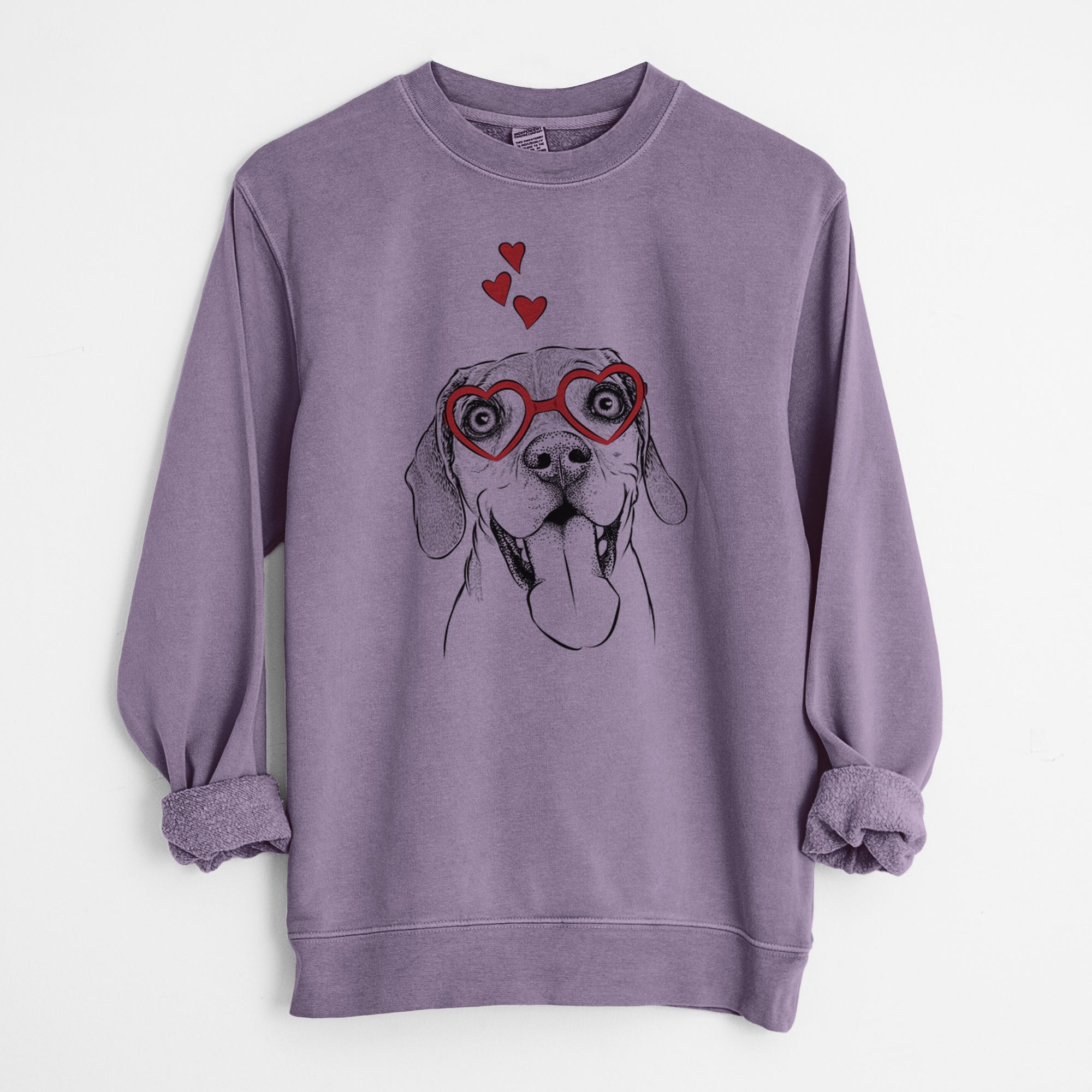 Valentine Sunny the Beagle - Unisex Pigment Dyed Crew Sweatshirt